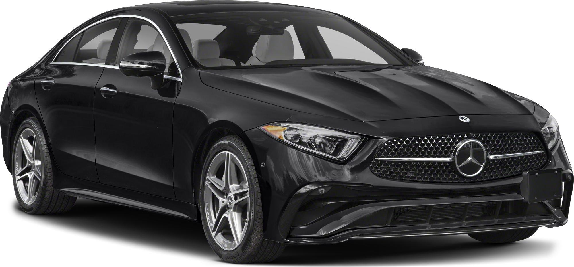 Front view of sleek luxury coupe with distinctive grille and headlights