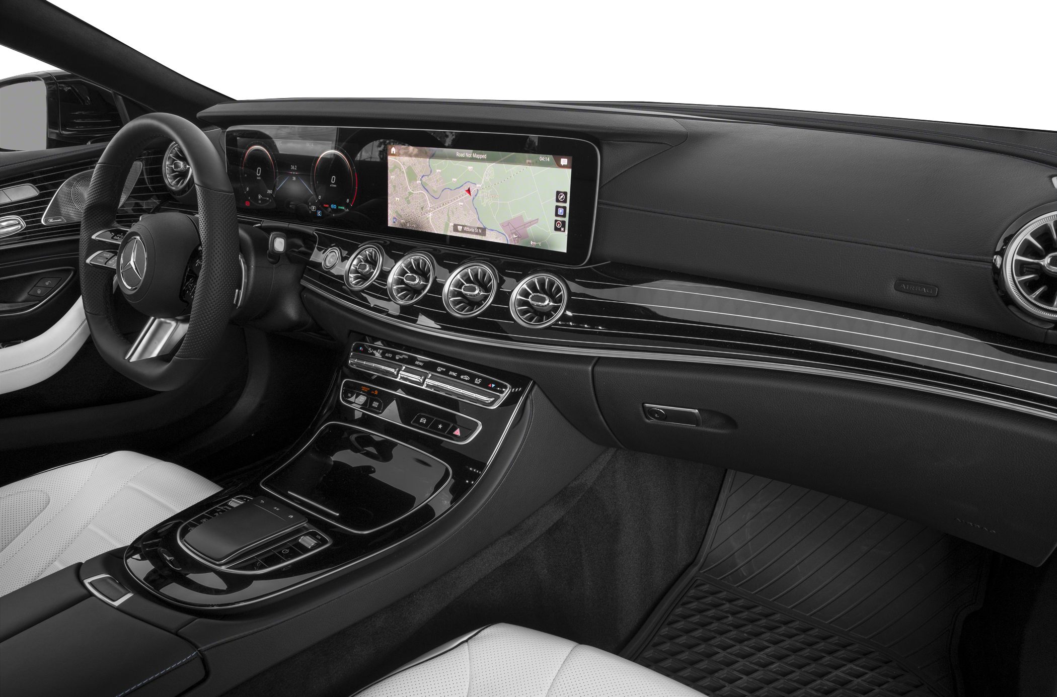 Modern luxury dashboard with digital displays and climate control vents