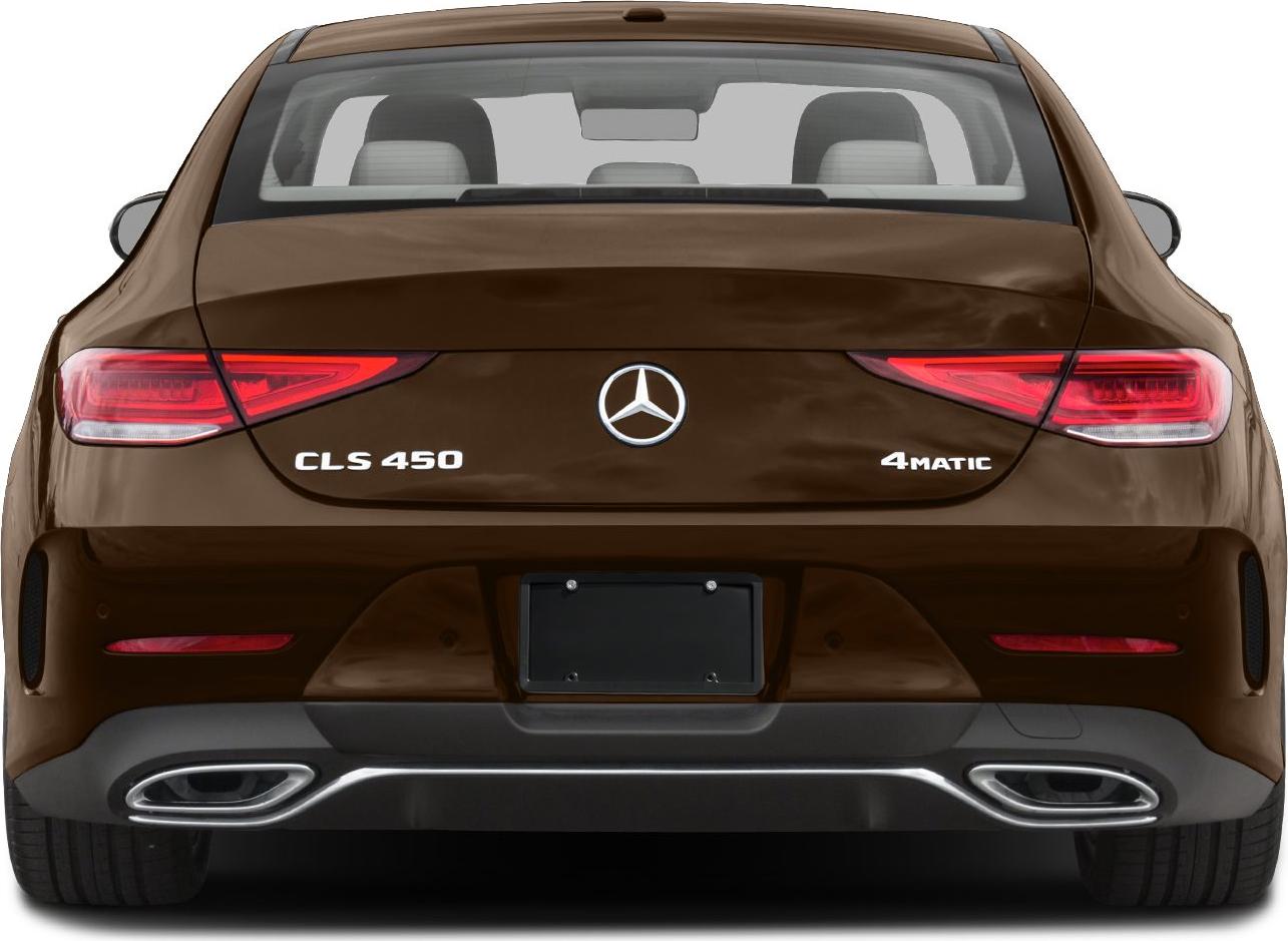 Rear view of a luxury coupe with LED taillights and dual exhaust trims