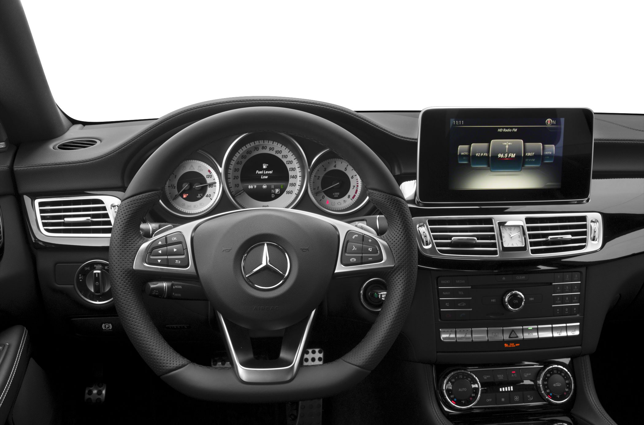 Multifunction steering wheel and dashboard with digital and analog displays