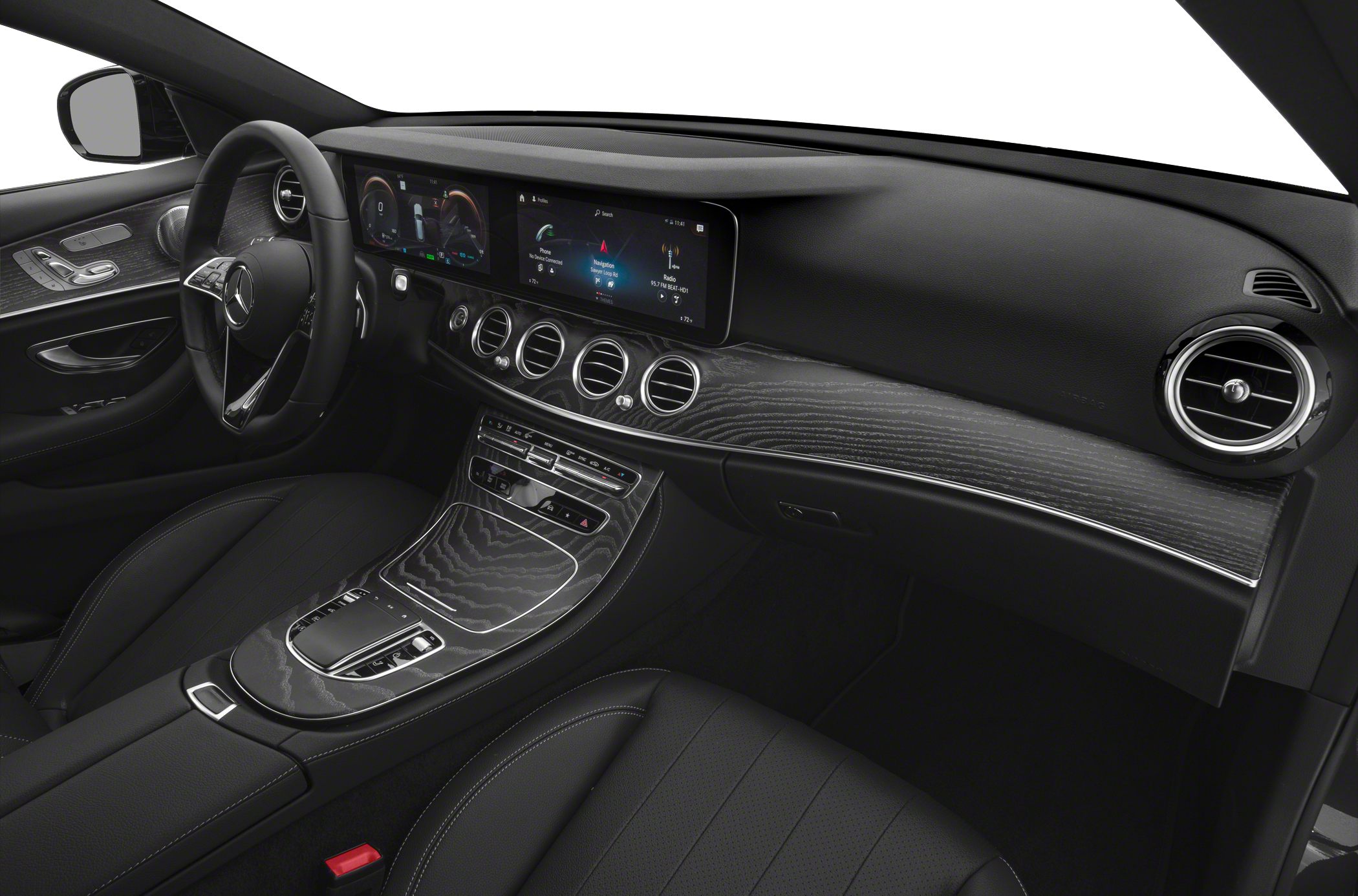 Luxury car interior with digital dashboard and modern infotainment system