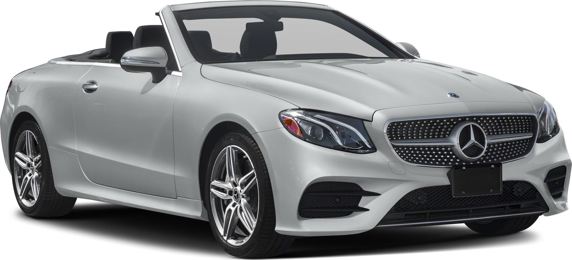 Convertible luxury coupe front and side view with chrome grille and alloy wheels