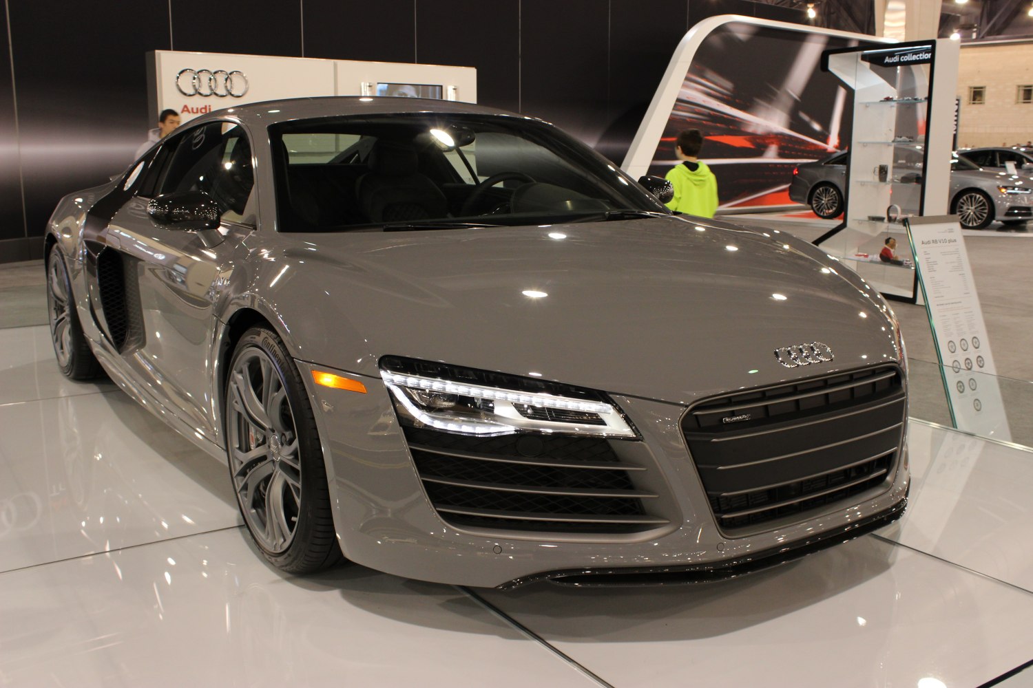 Close-up of front end with LED headlights and grille
