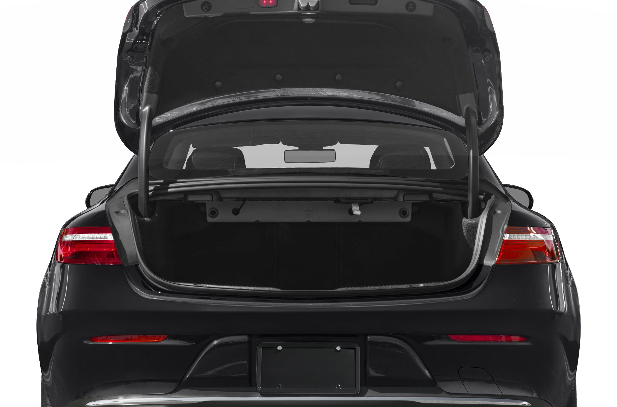 Rear trunk open view with tail lights and cargo space