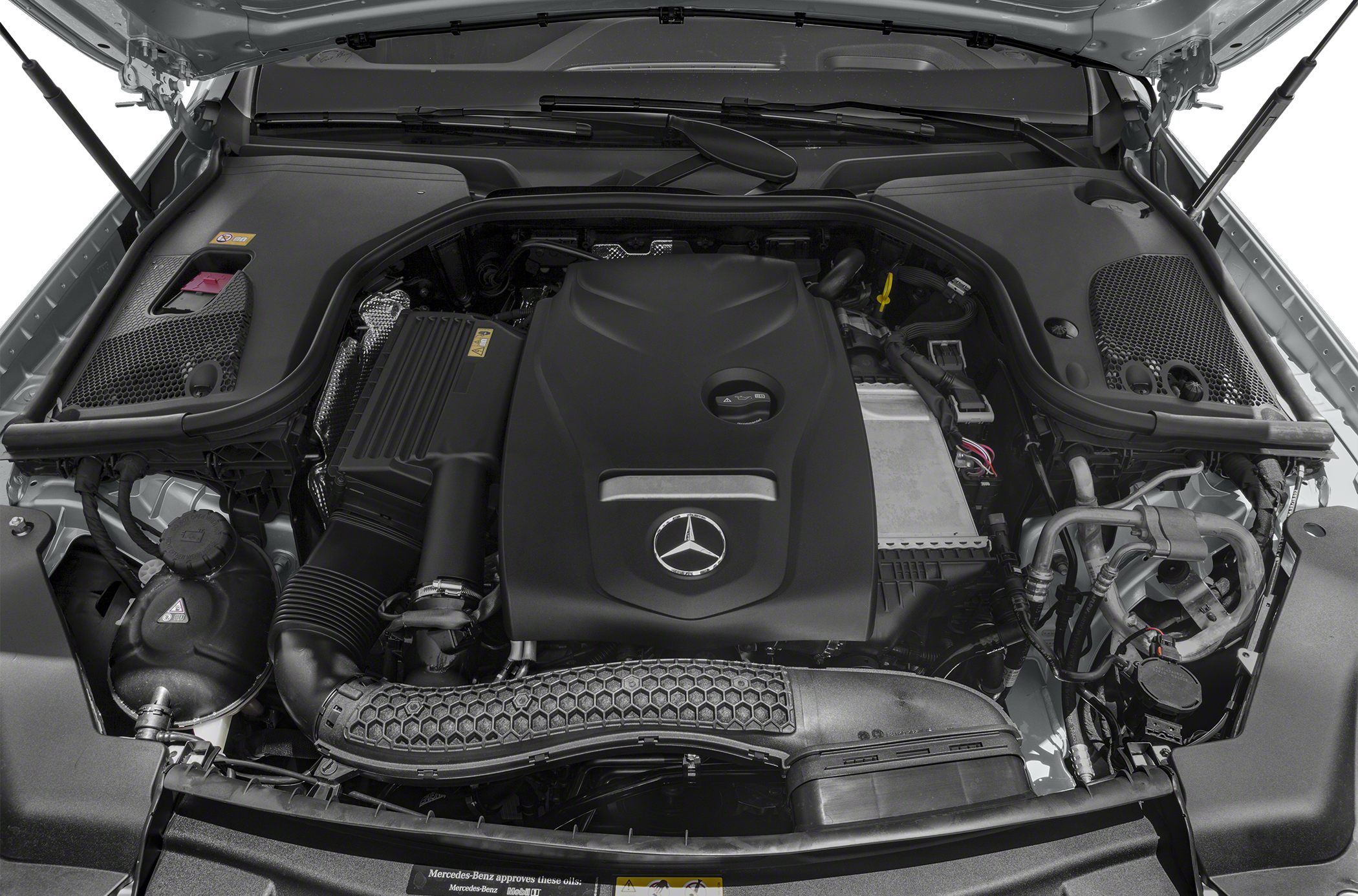 Engine bay with covered engine and intake components