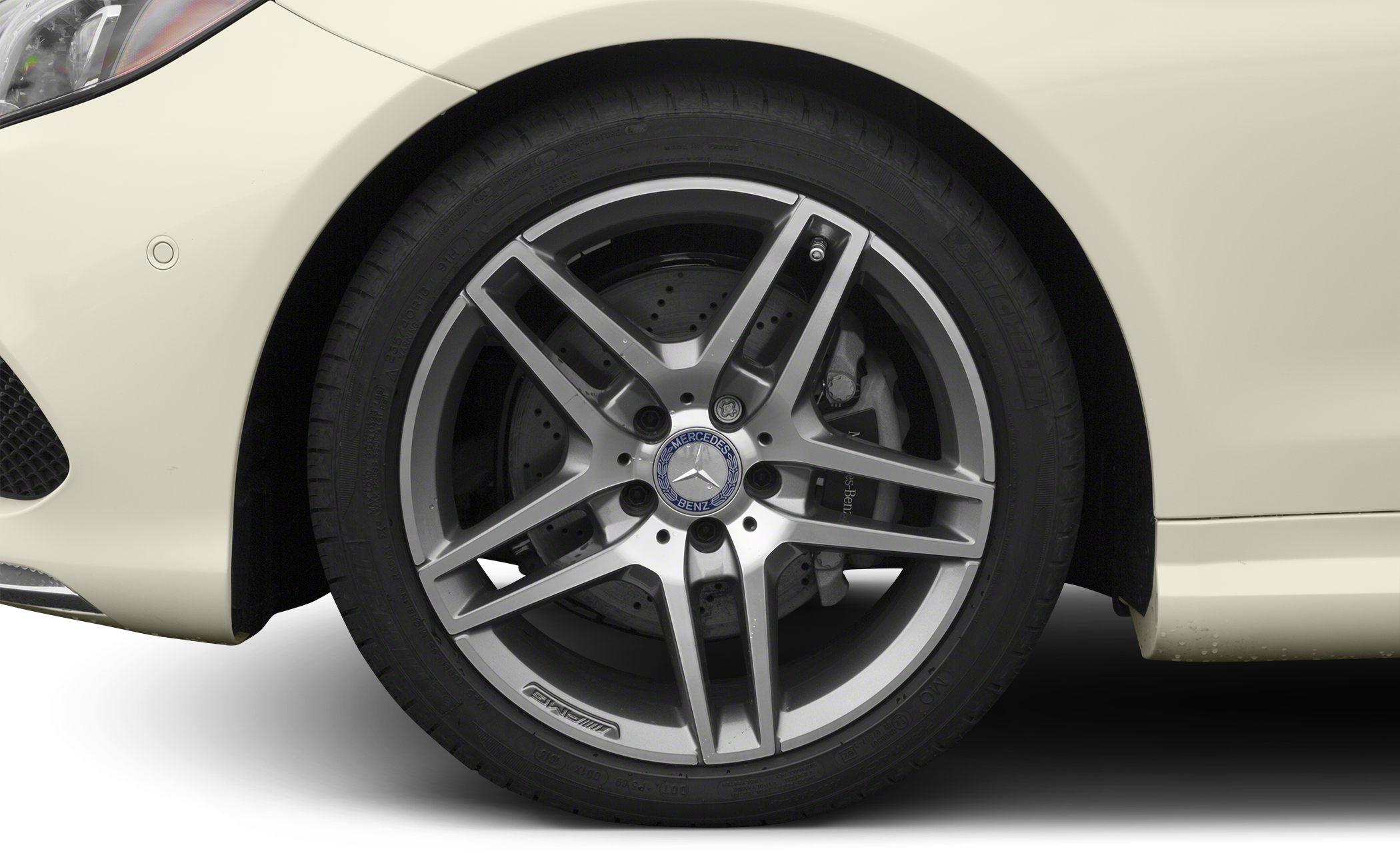 Close-up of AMG alloy wheel and brake disc with tire