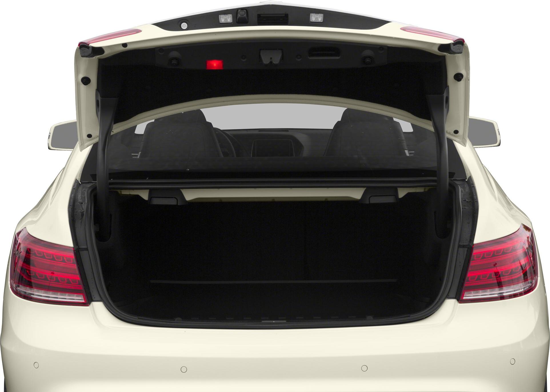 Open trunk and rear lights of a luxury coupe