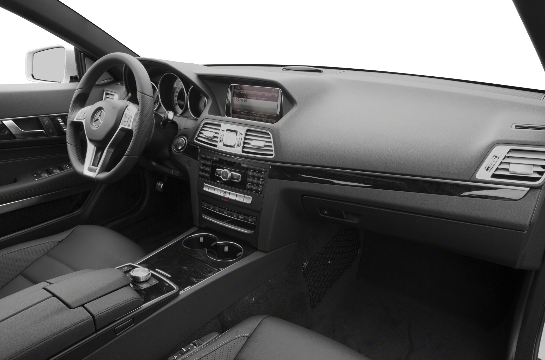 Interior dashboard with multimedia display and steering wheel