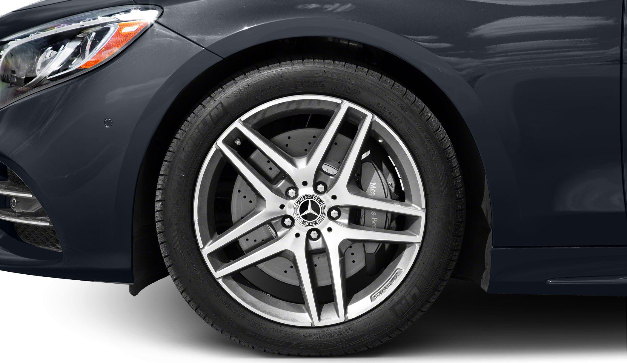 AMG alloy wheel with ventilated brake disc and Mercedes emblem