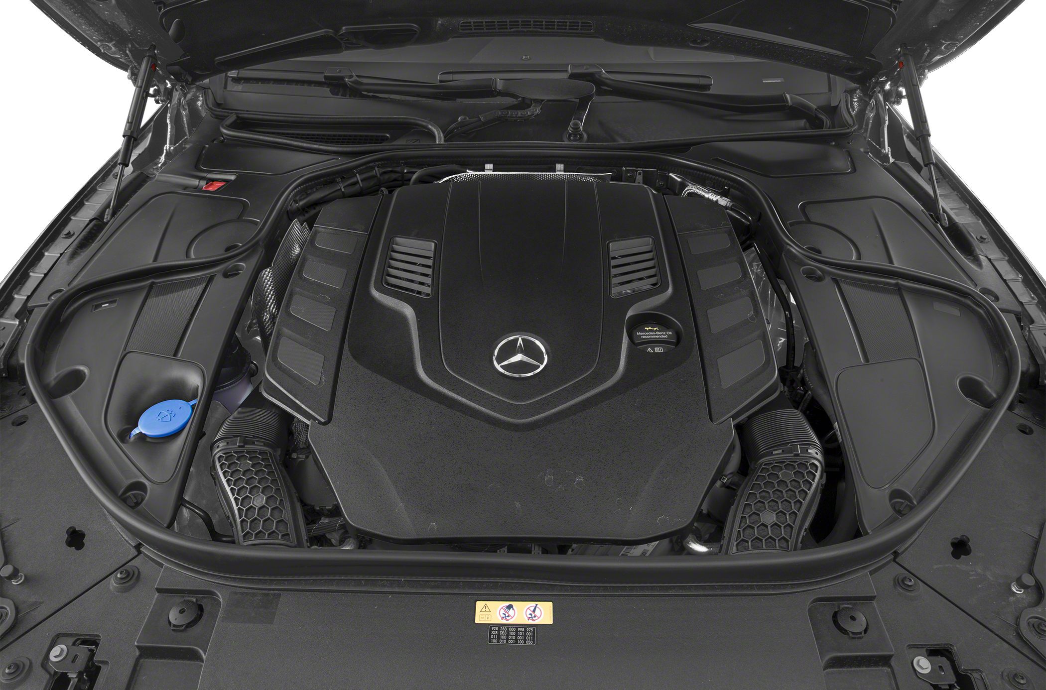Luxury Cabriolet engine bay with detailed engine cover and components