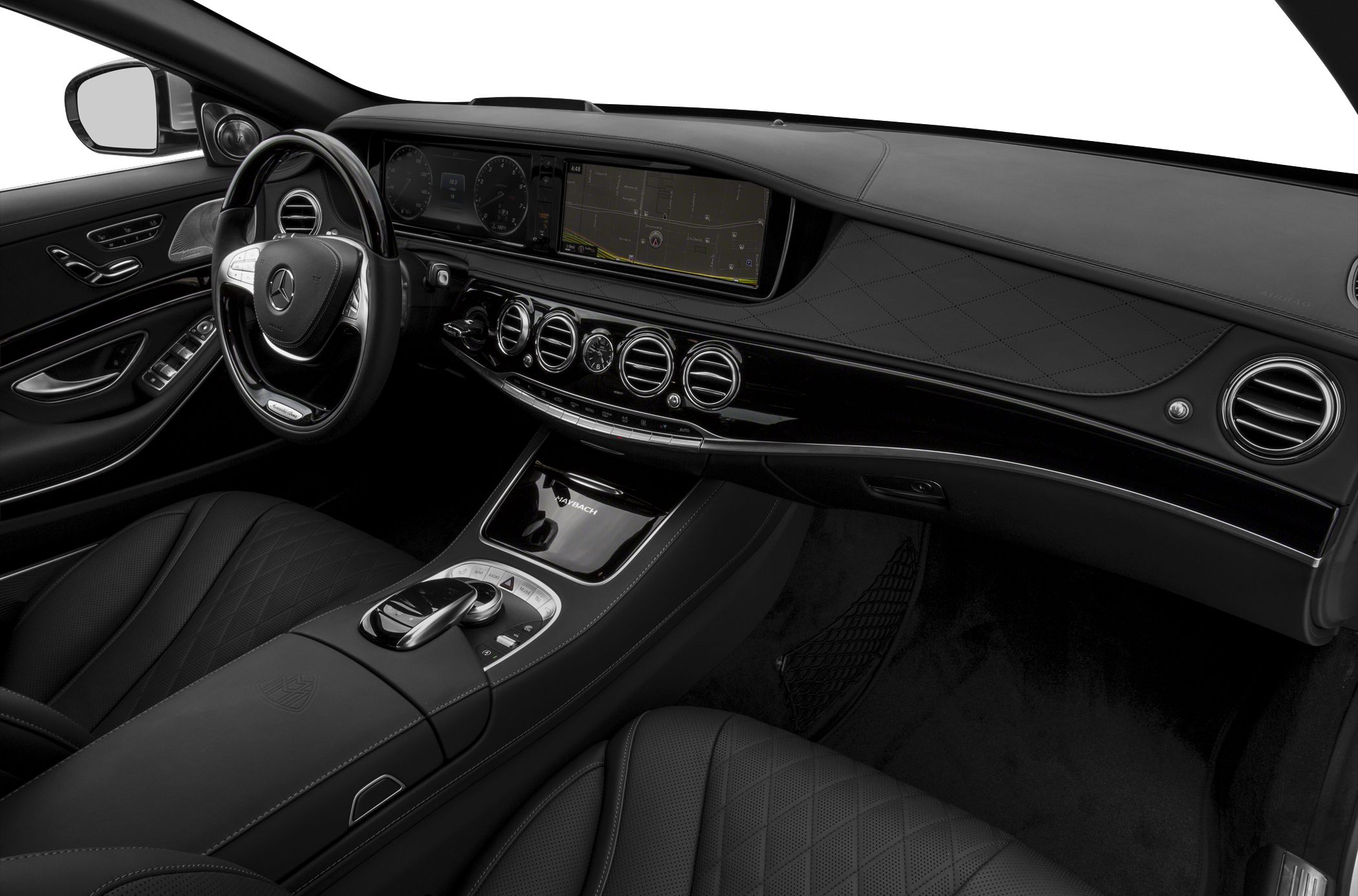 Luxury quilted leather seats, advanced dashboard, steering wheel, center console