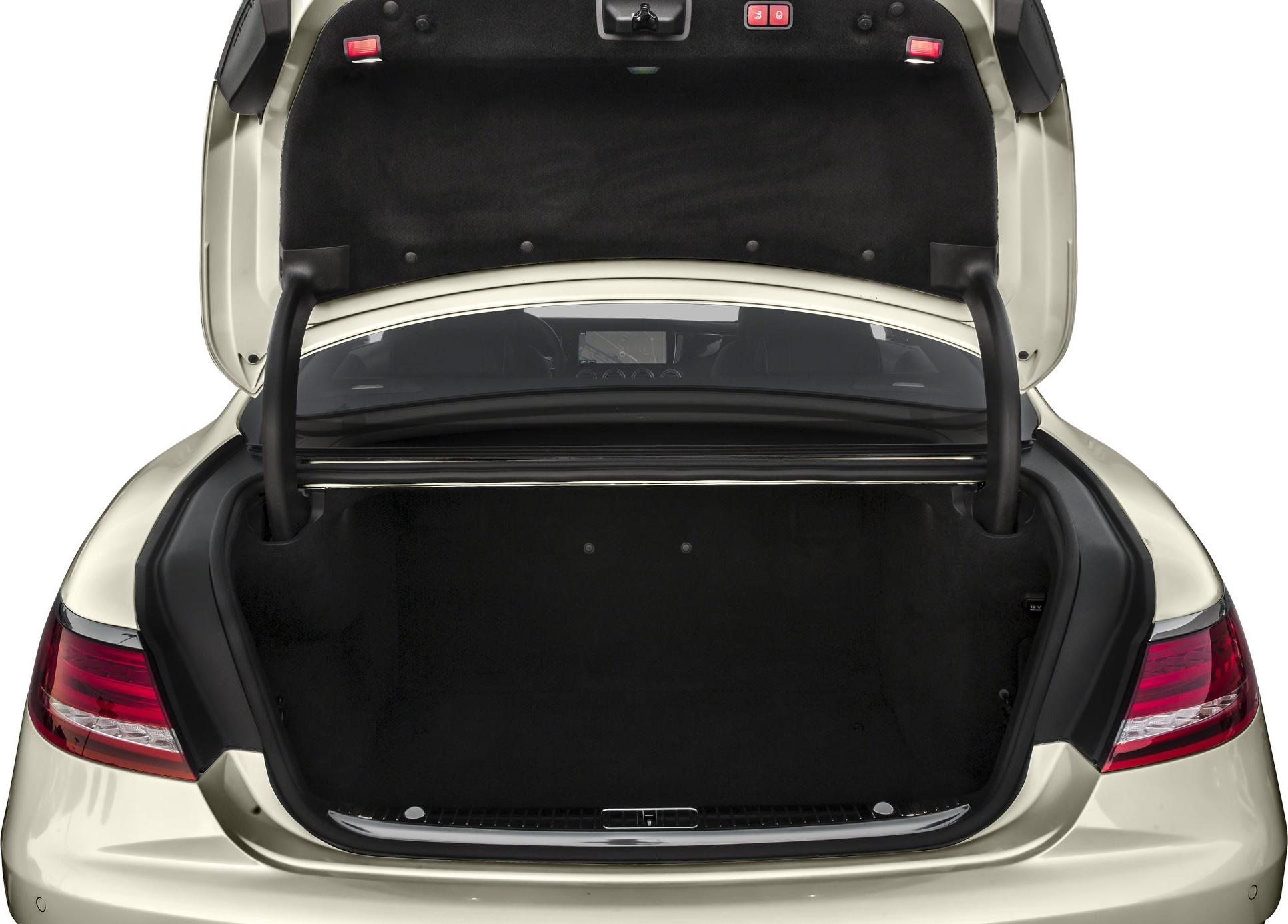 Open trunk view of a luxury coupe