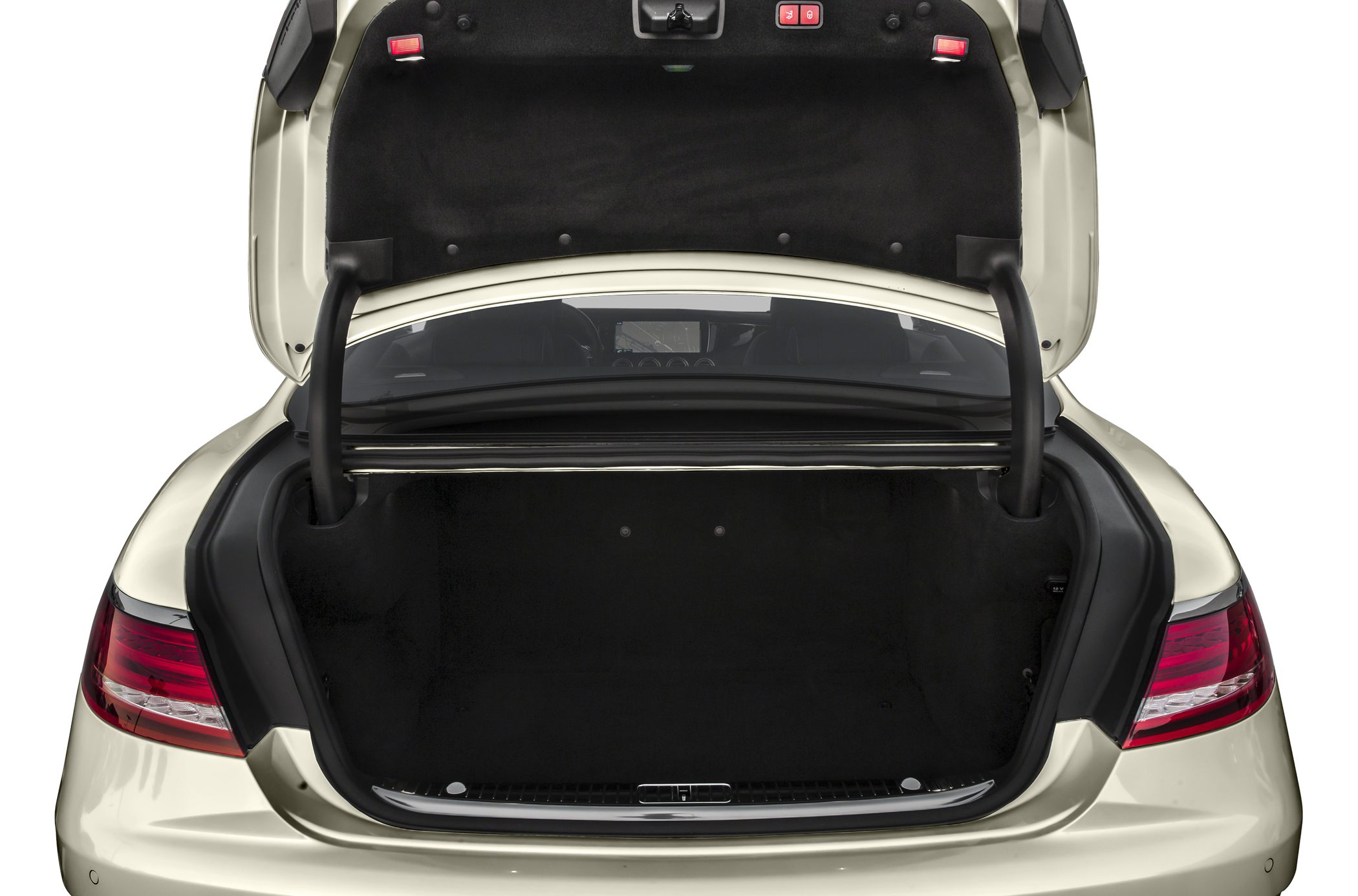 Spacious and detailed trunk interior with open lid