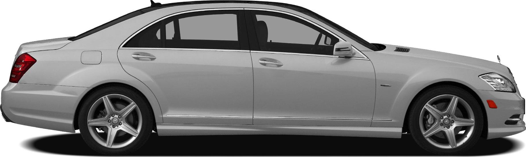 Long luxury sedan side view with sleek design and alloy wheels