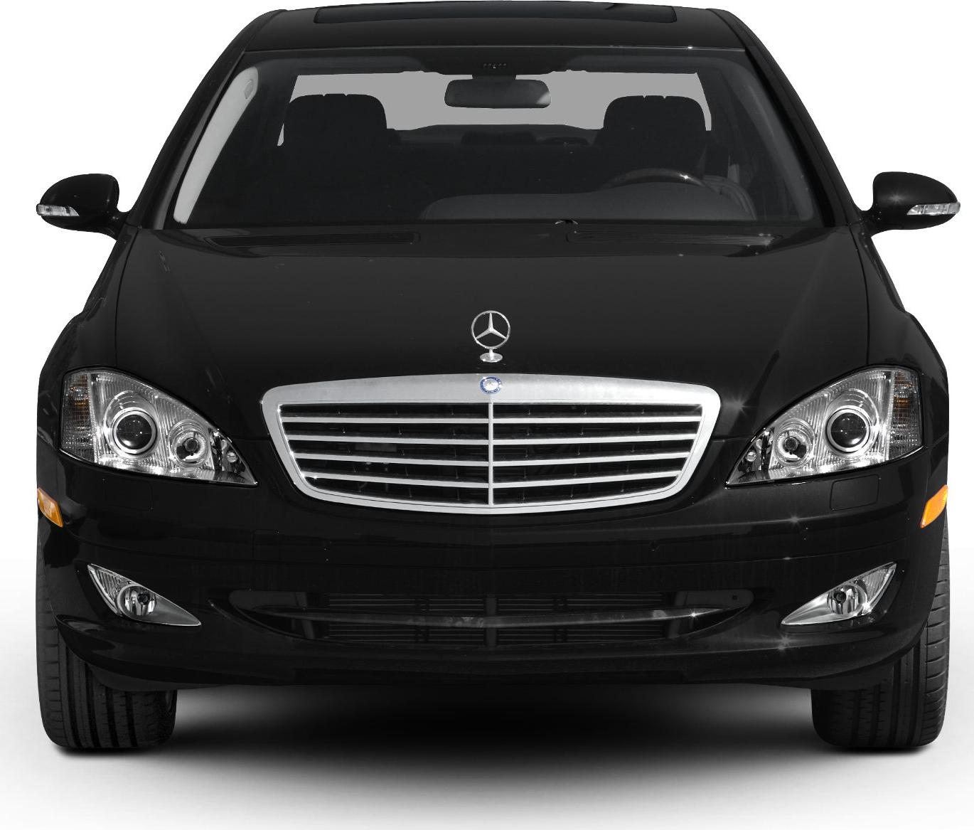 Front view with chrome grille and dual round headlights