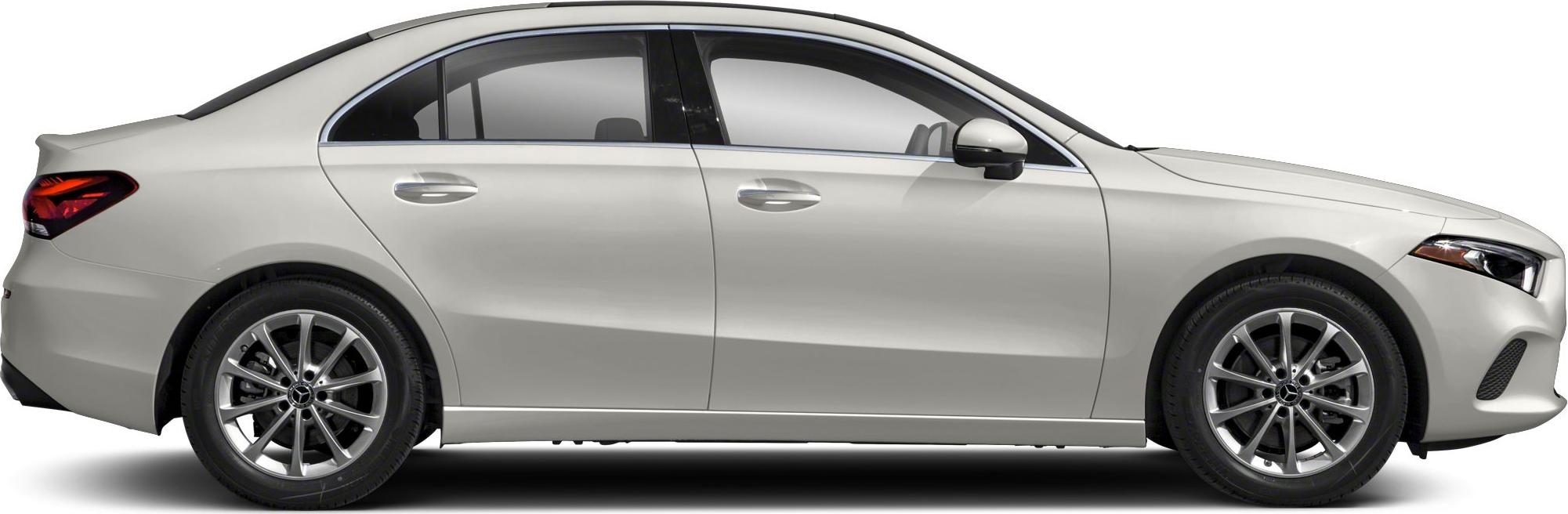 Side profile of sedan with alloy wheels and tinted windows