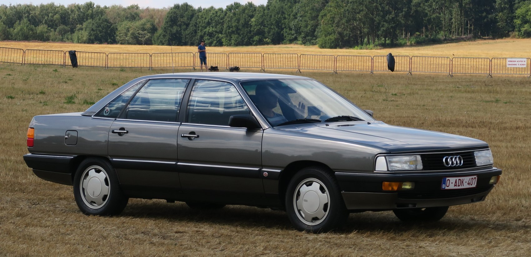 Vintage sedan with squared headlights and alloy wheels, 1980s design