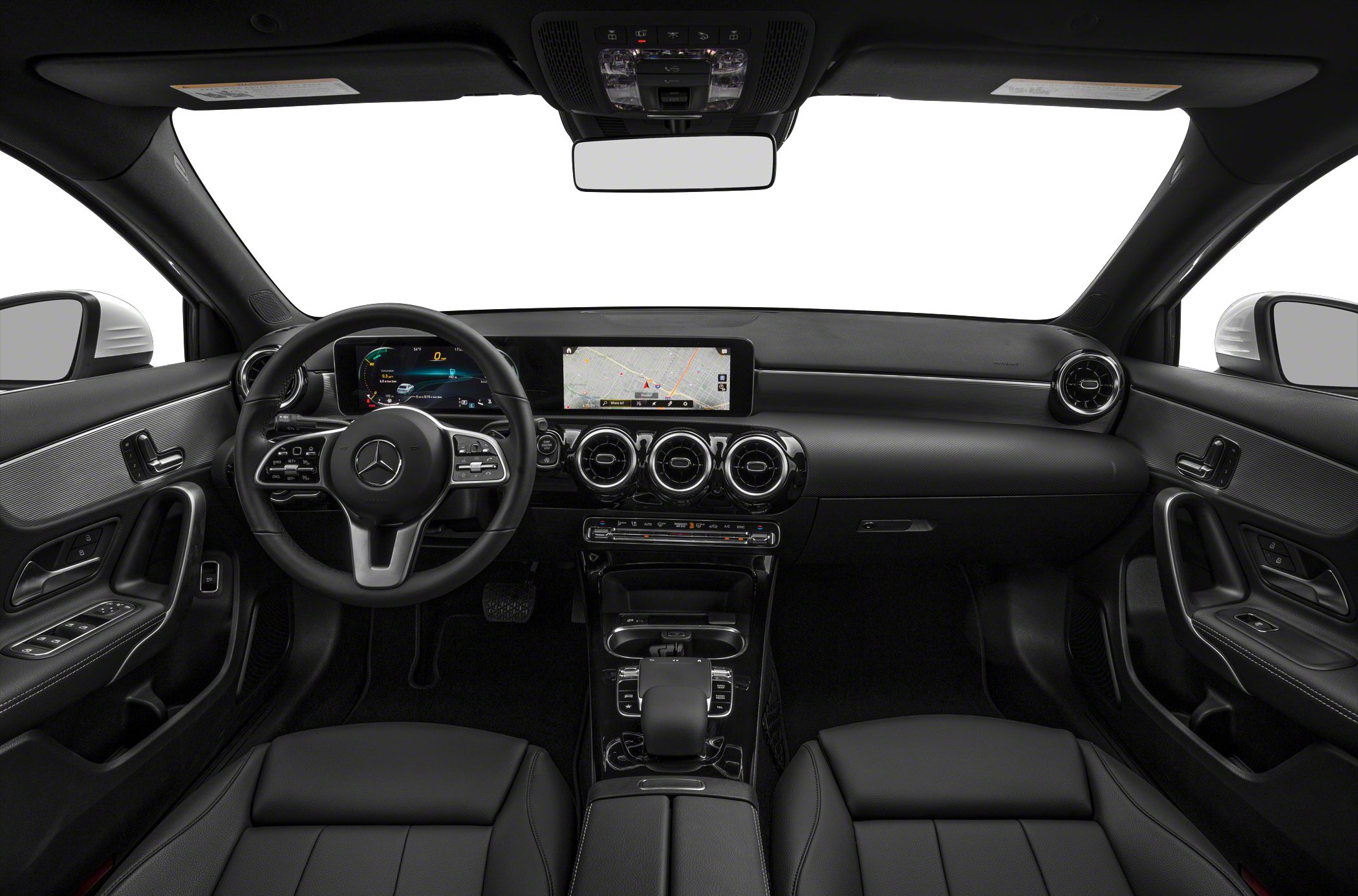 Modern dashboard with digital display and navigation screen