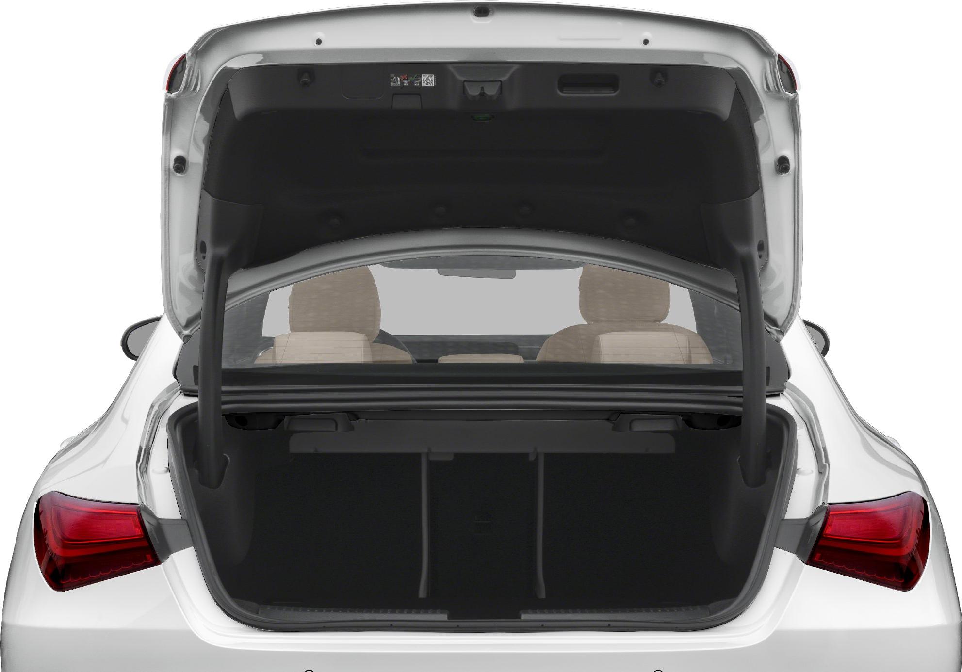 Open trunk view with spacious cargo area and rear seats visible