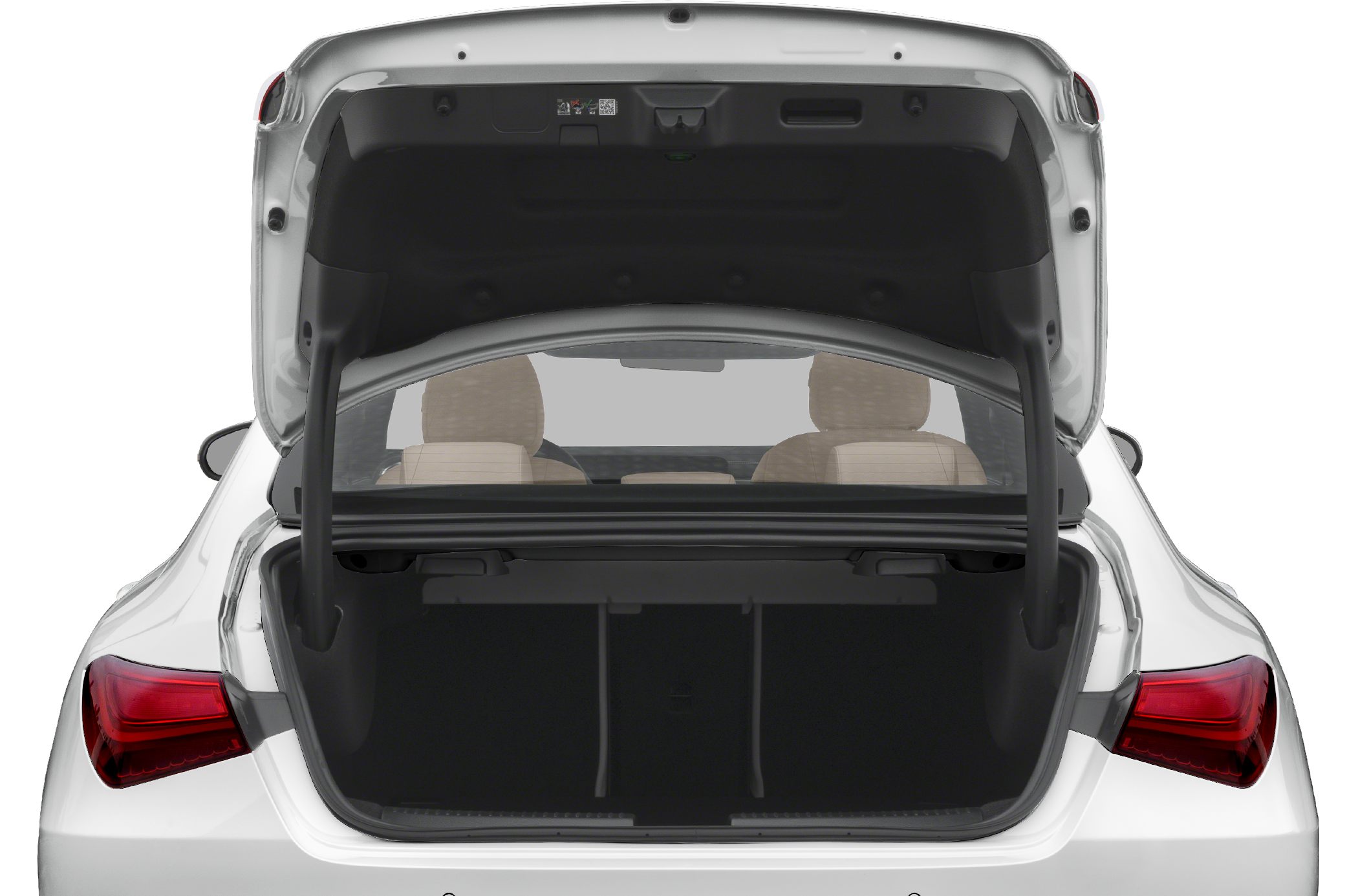 Open trunk with spacious cargo area and visible rear seats