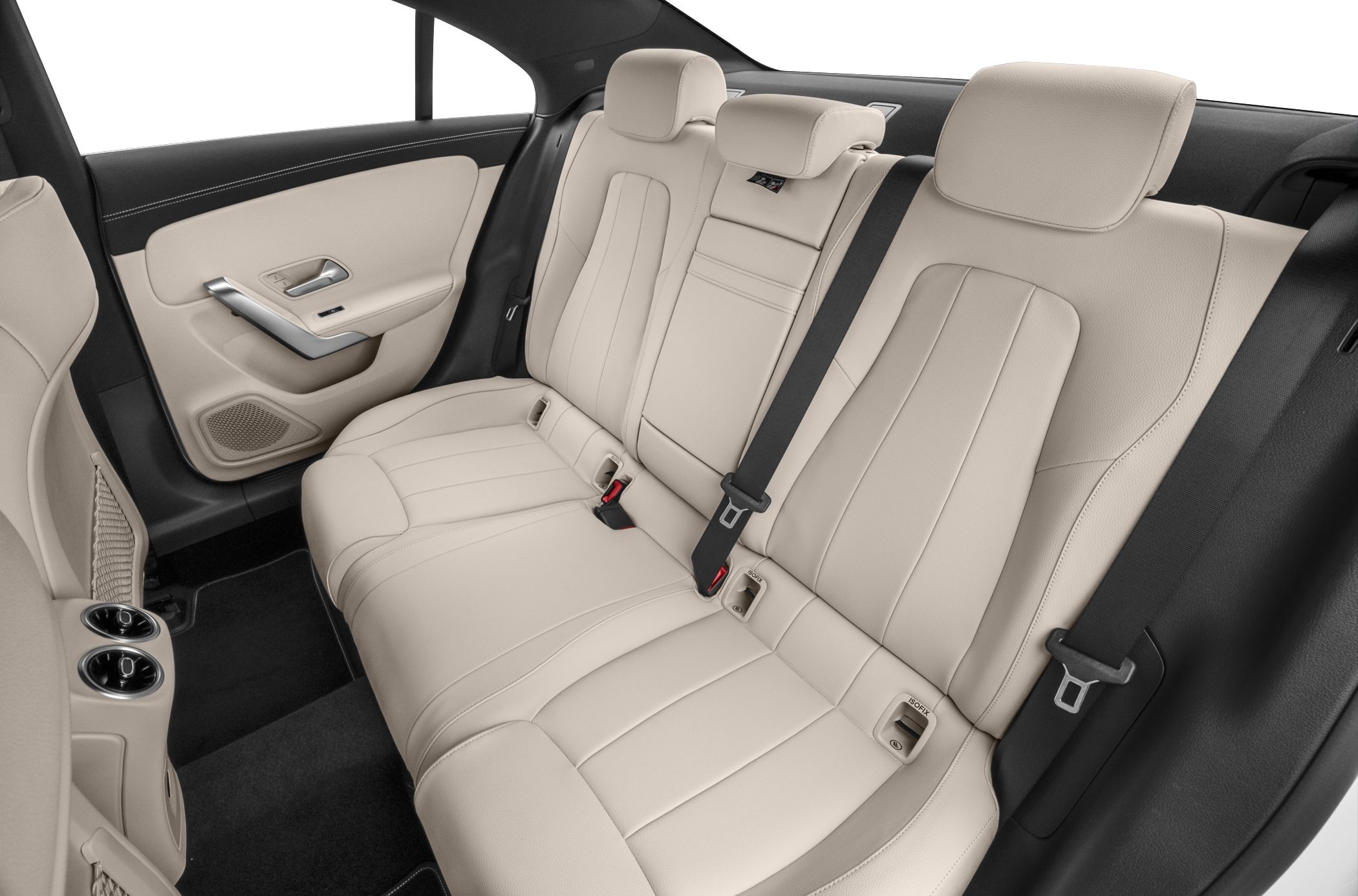 Beige leather rear seats with ISOFIX and seatbelts