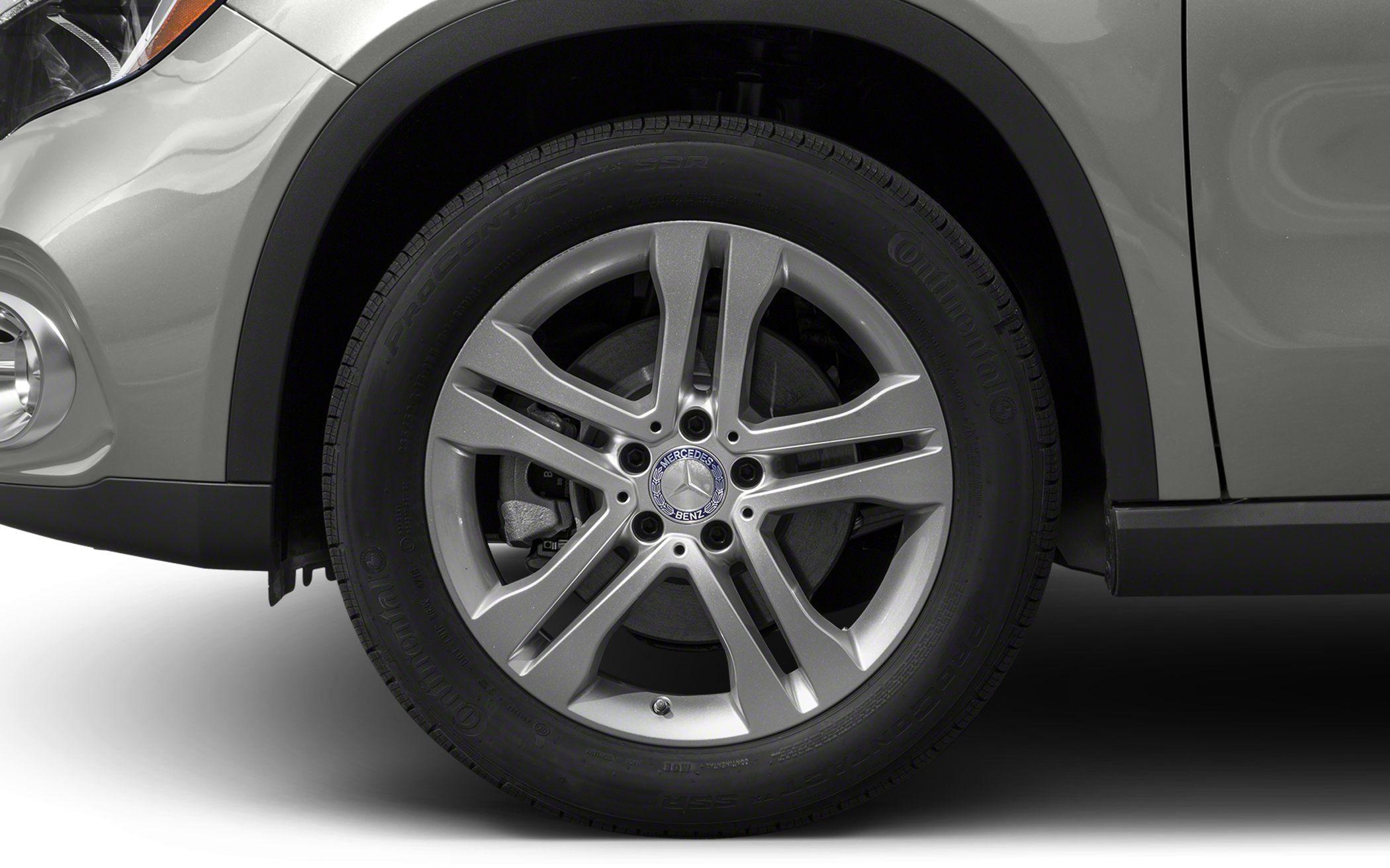 Close-up of alloy wheel and tire with Mercedes-Benz logo