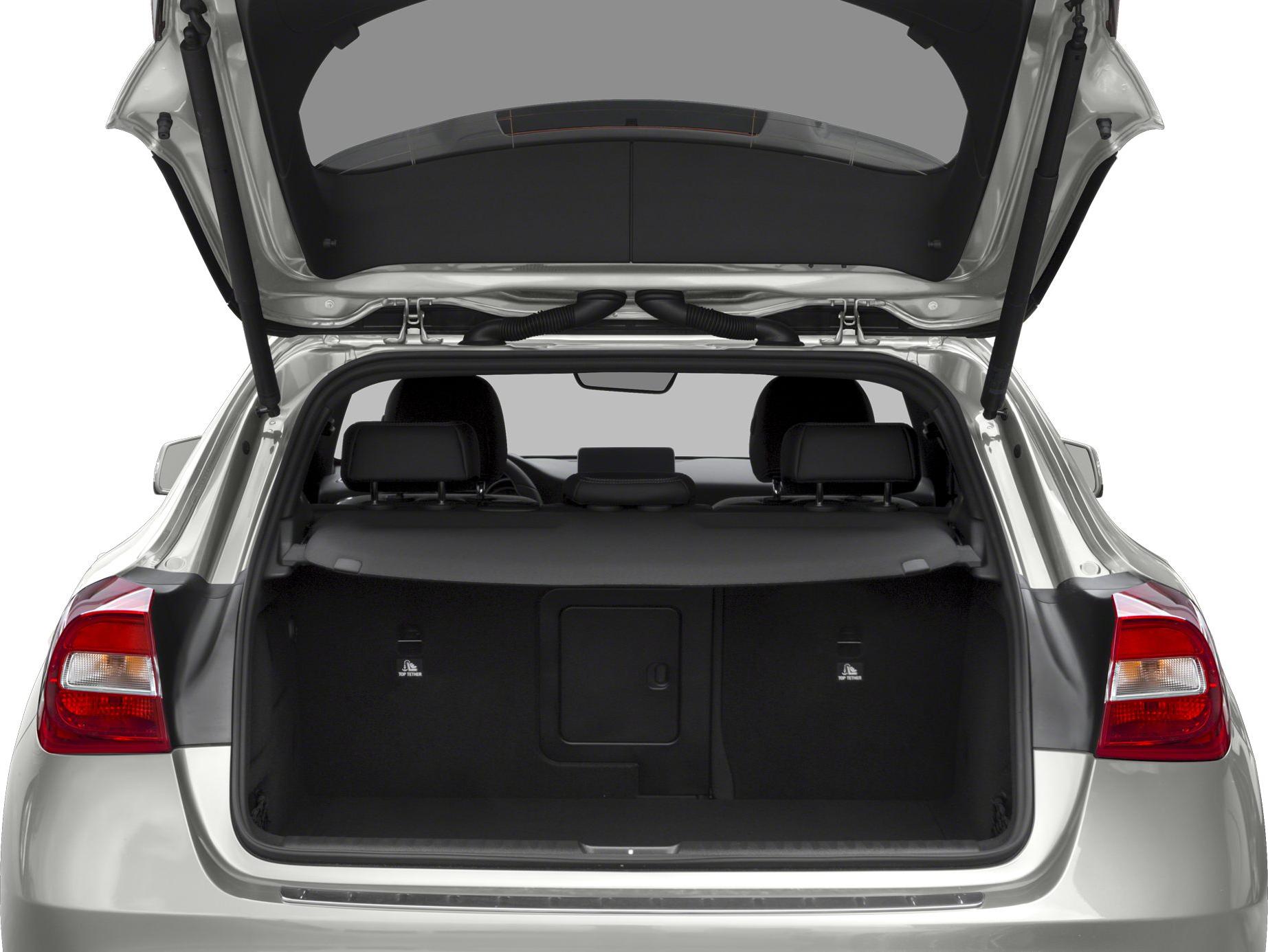 Open trunk and interior rear seats seen from back
