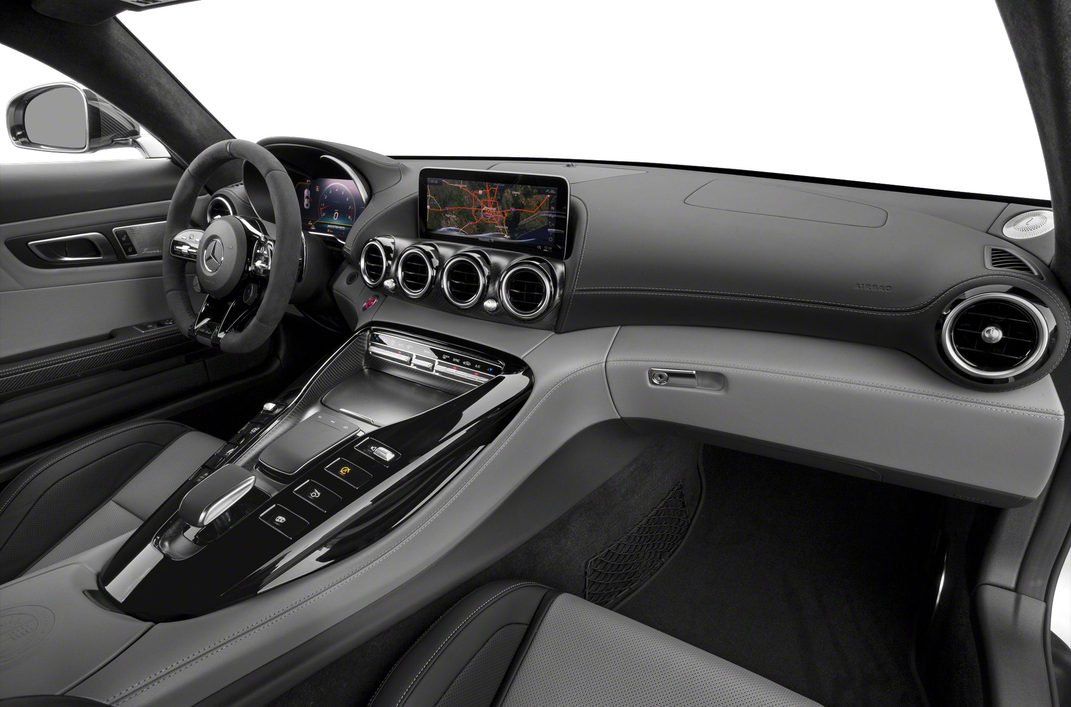 Modern dashboard with digital display and center console controls