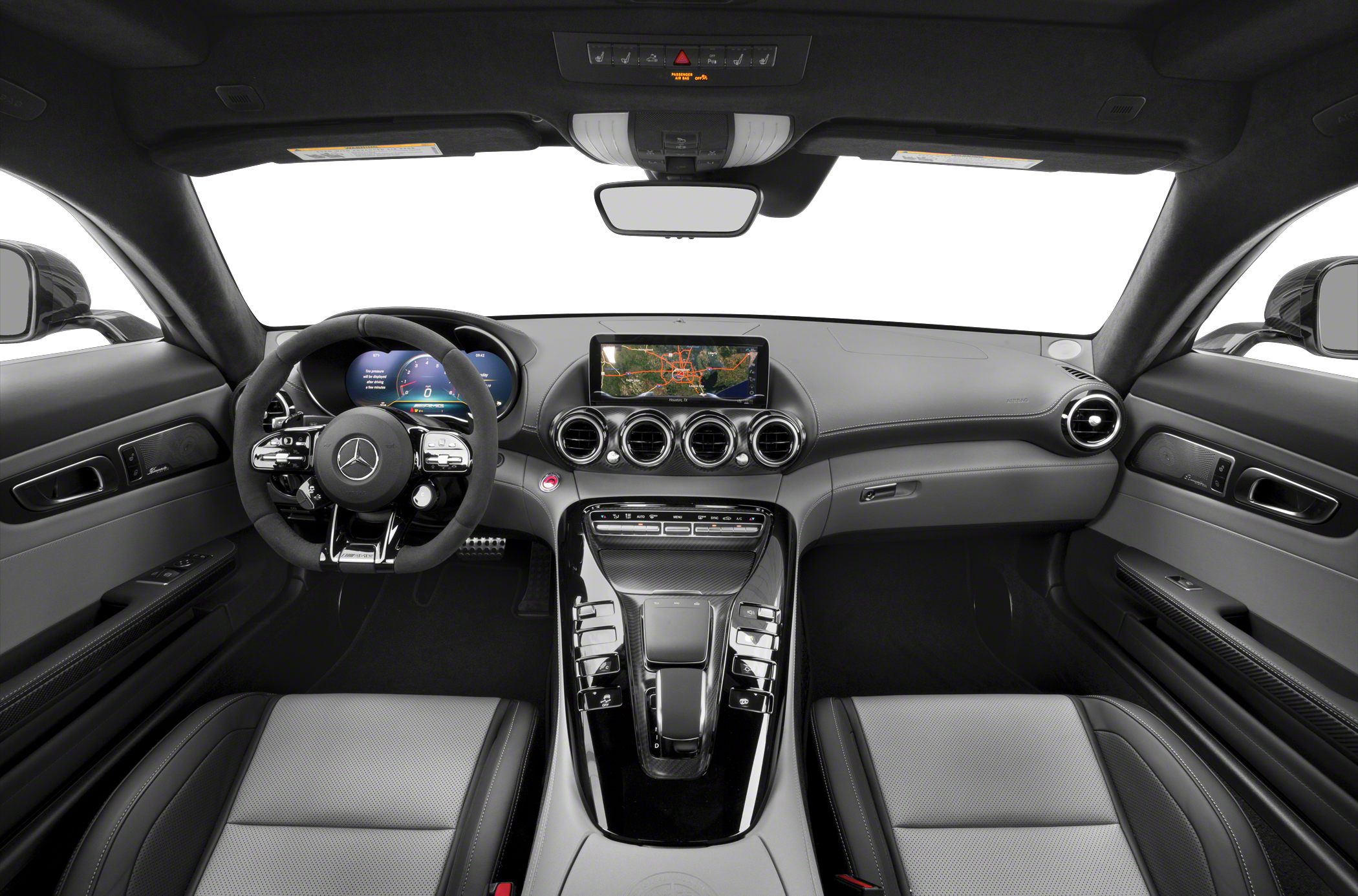 Digital dashboard, touchscreen infotainment, sleek center console