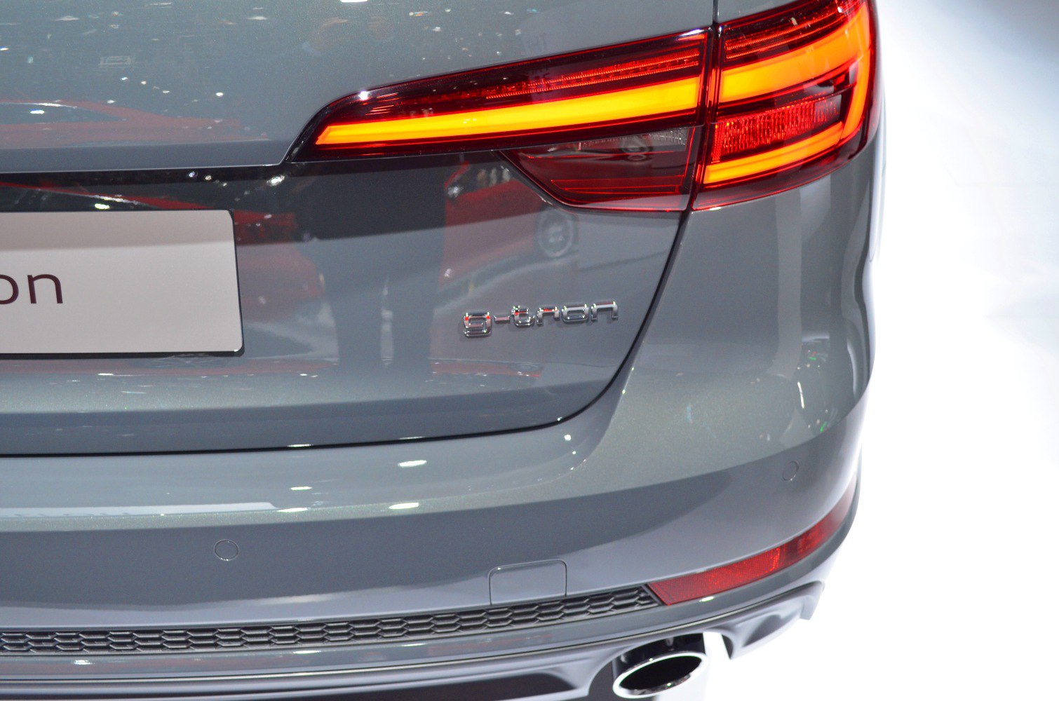 Rear tail light and s-tron badge with exhaust pipe detail