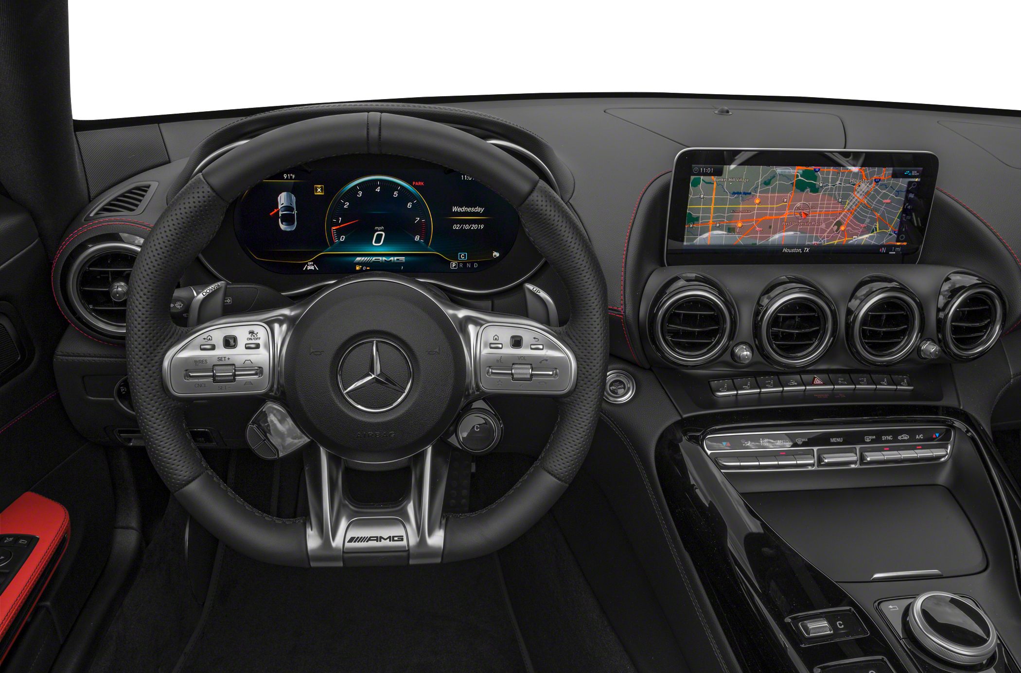 Digital dashboard and AMG steering wheel with control buttons