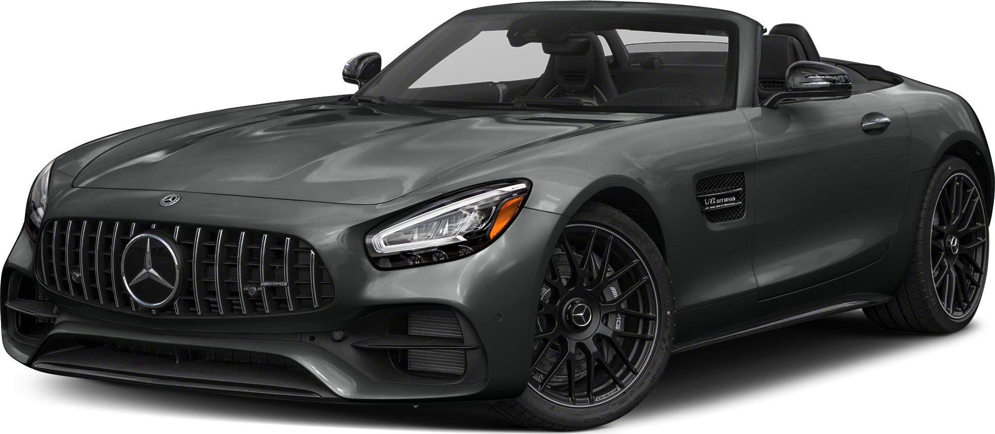 Front view with vertical grille and sporty alloy wheels of a convertible roadster