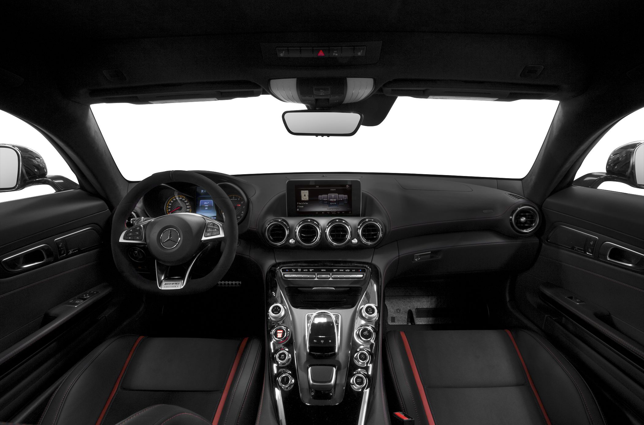 Modern luxury car interior with advanced dashboard and central console controls
