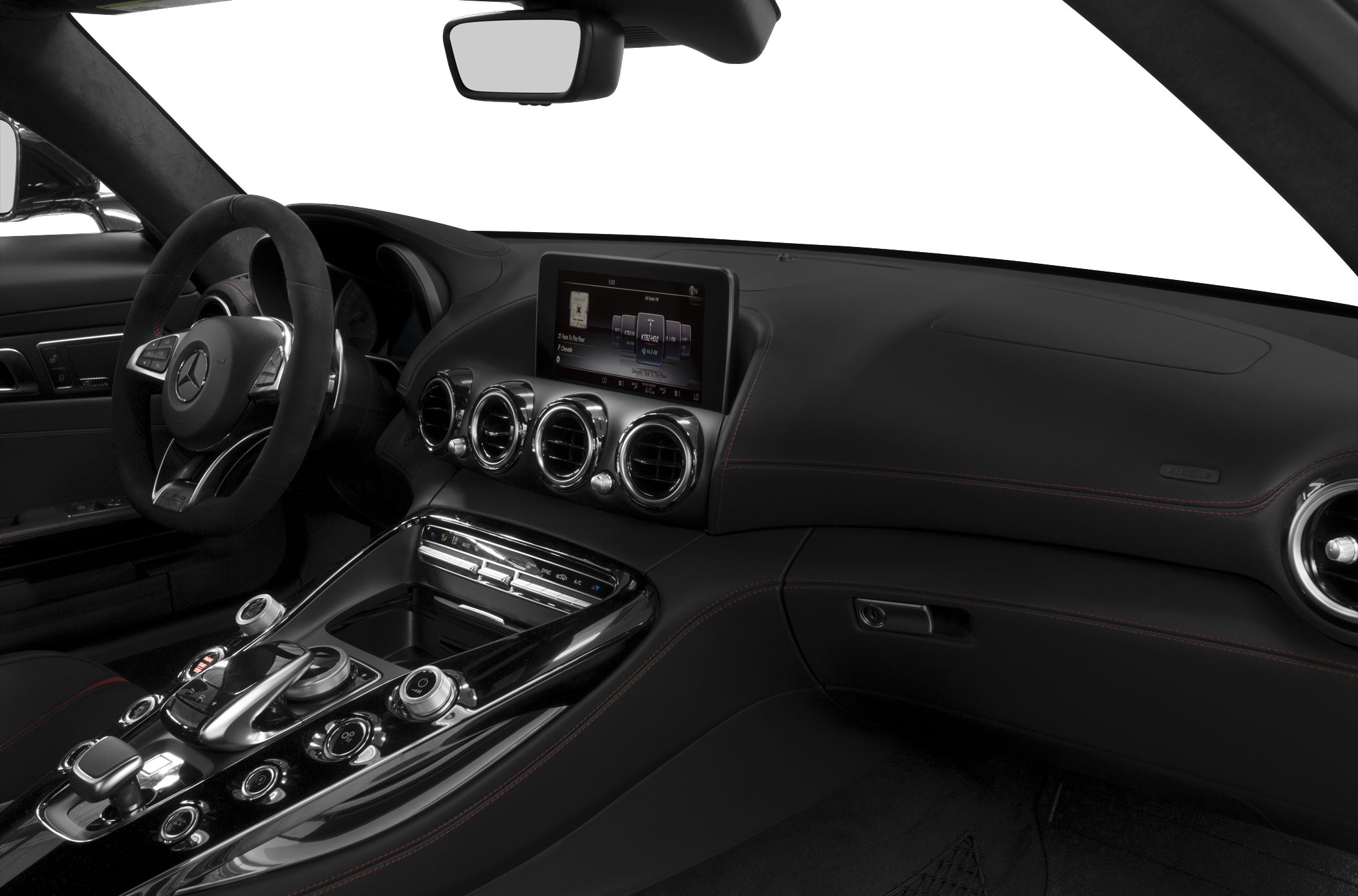 Luxury dashboard and center console with advanced controls and air vents