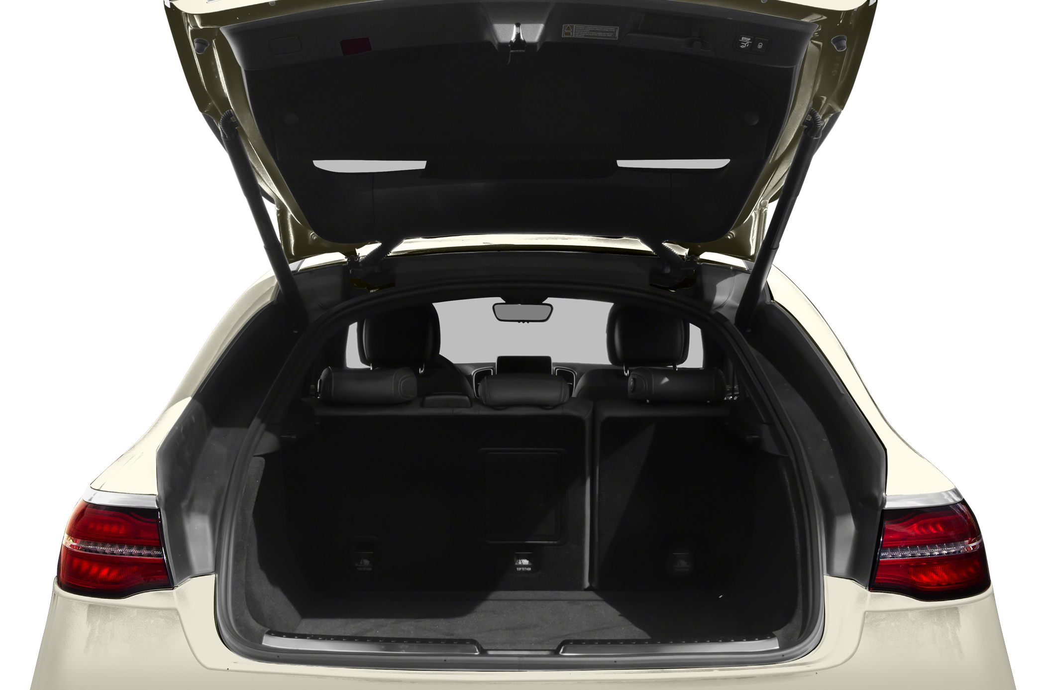 Open rear trunk cargo area with visible rear seats.