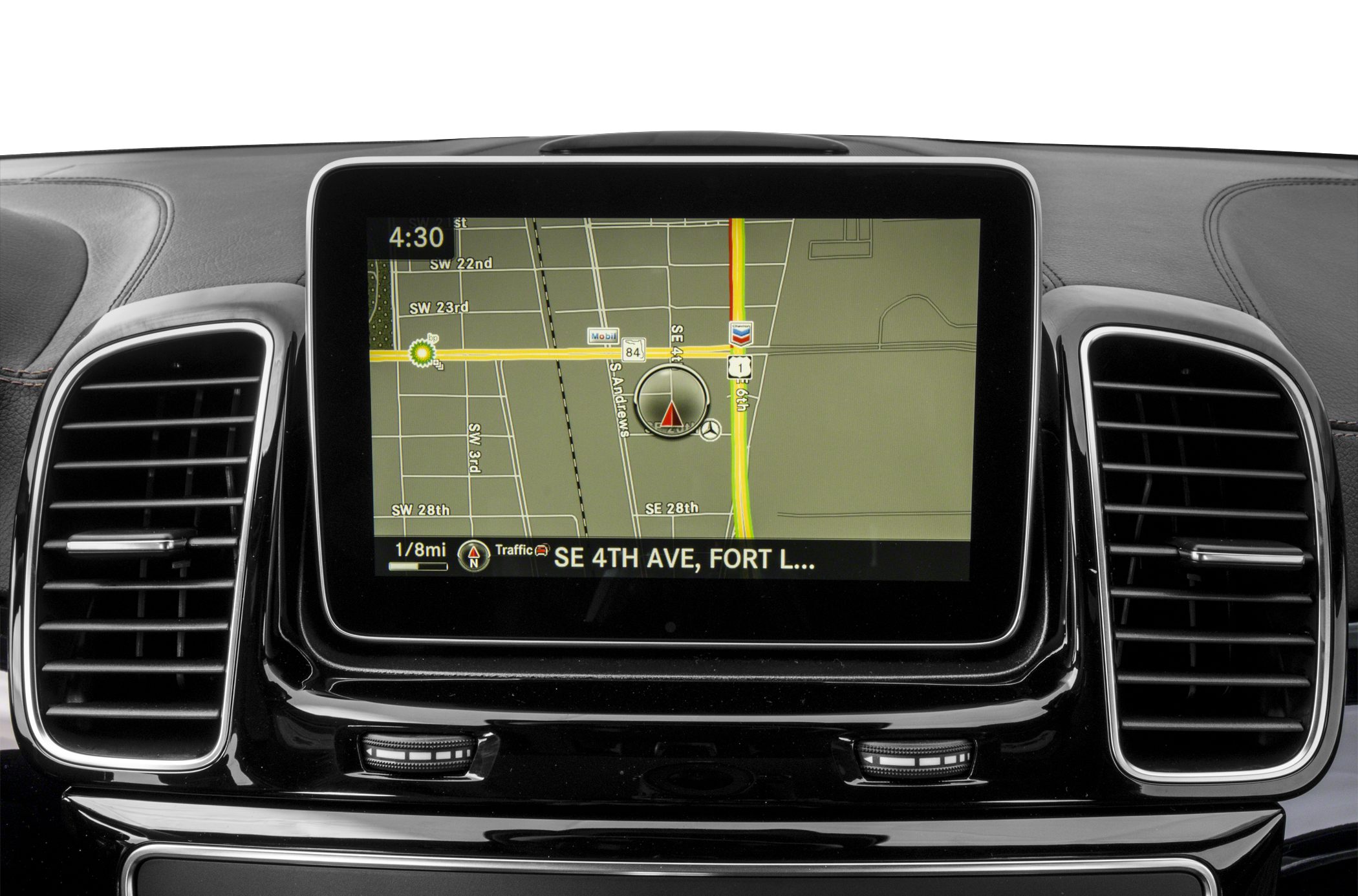 Car navigation system with map and traffic info