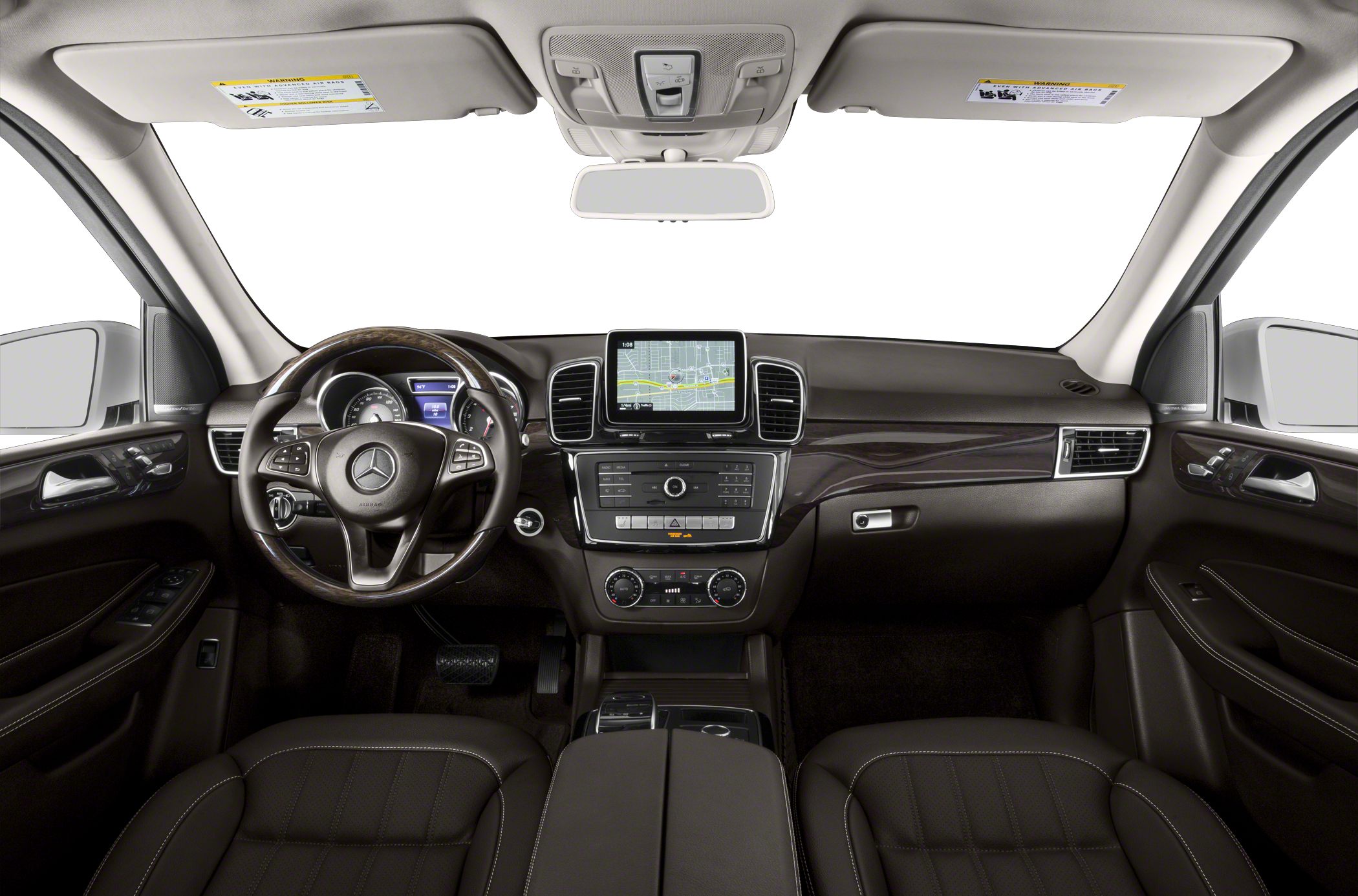 Luxury SUV interior with dashboard, steering wheel, and multimedia display