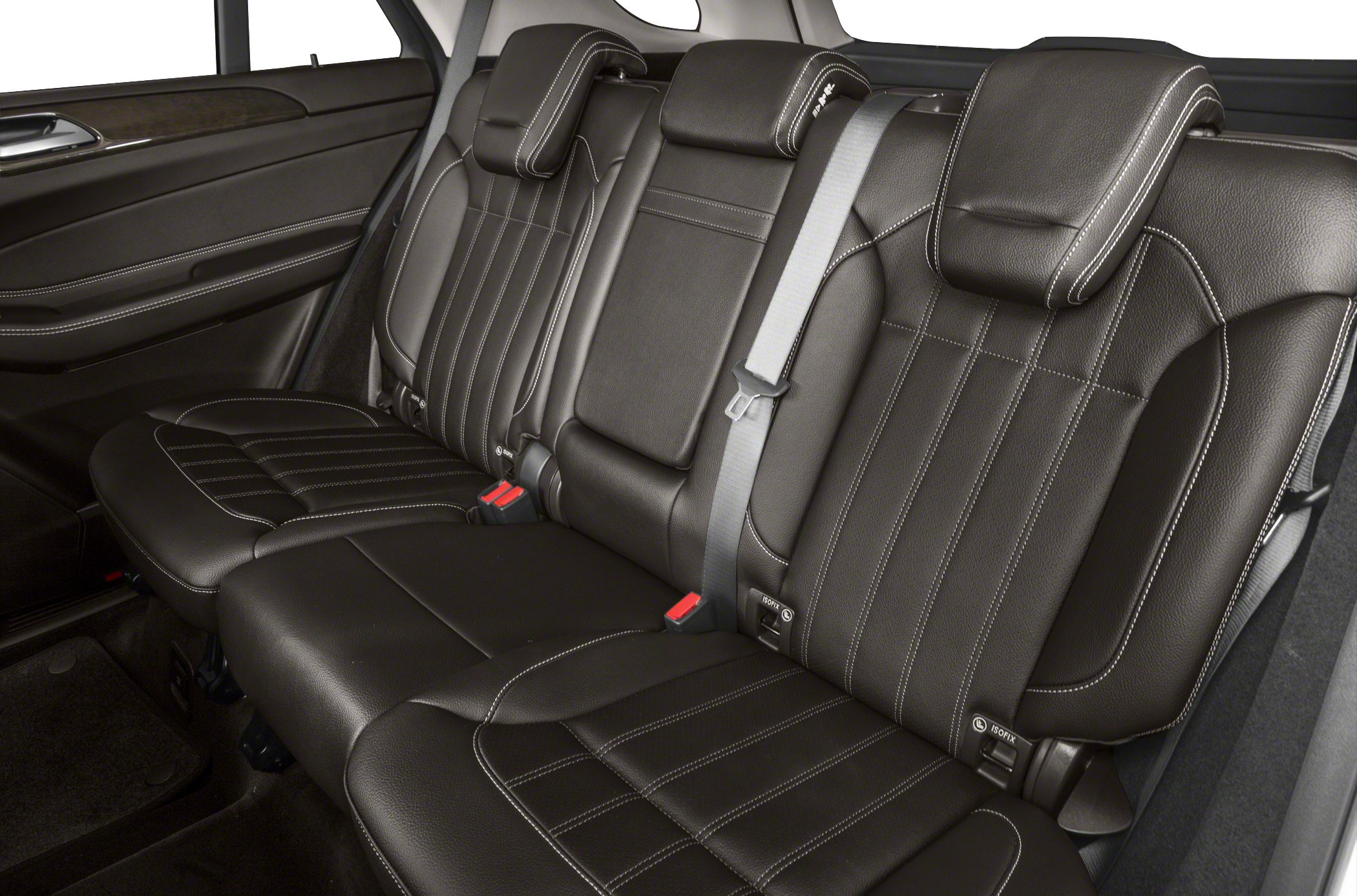 Rear black leather seats with stitching and ISOFIX mounts