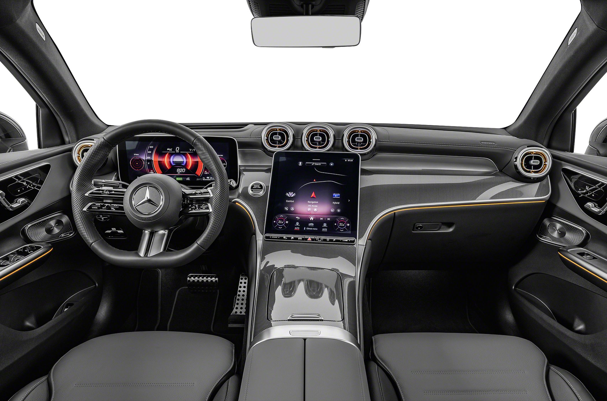 Modern dashboard with digital display and infotainment screen