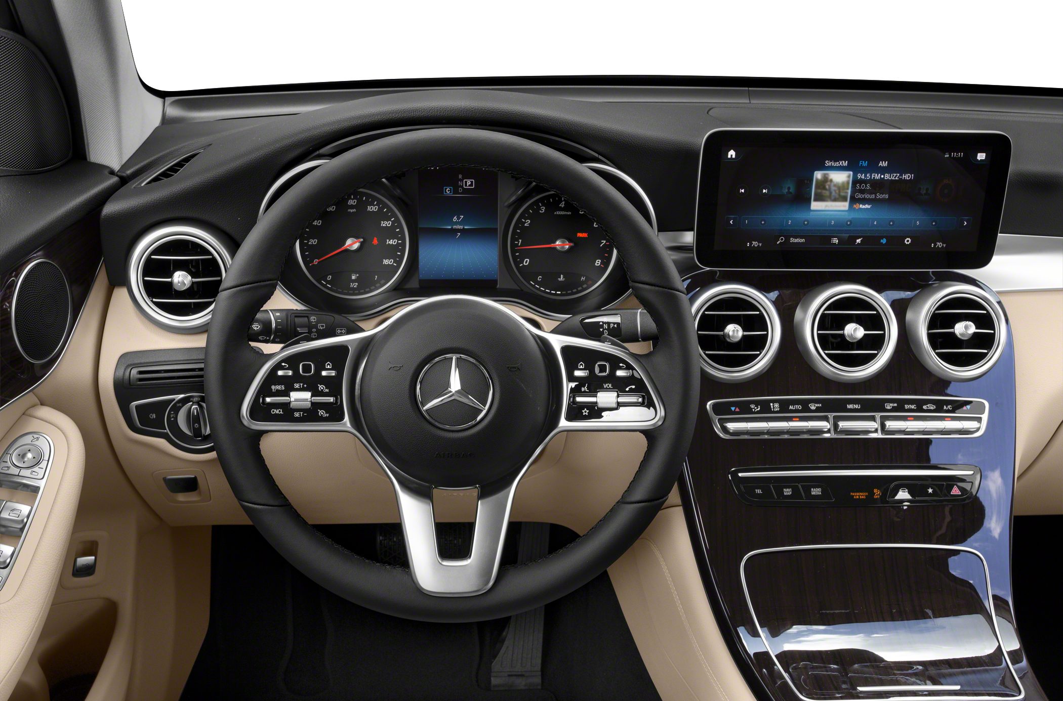 Luxury dashboard with digital display and multifunction steering wheel