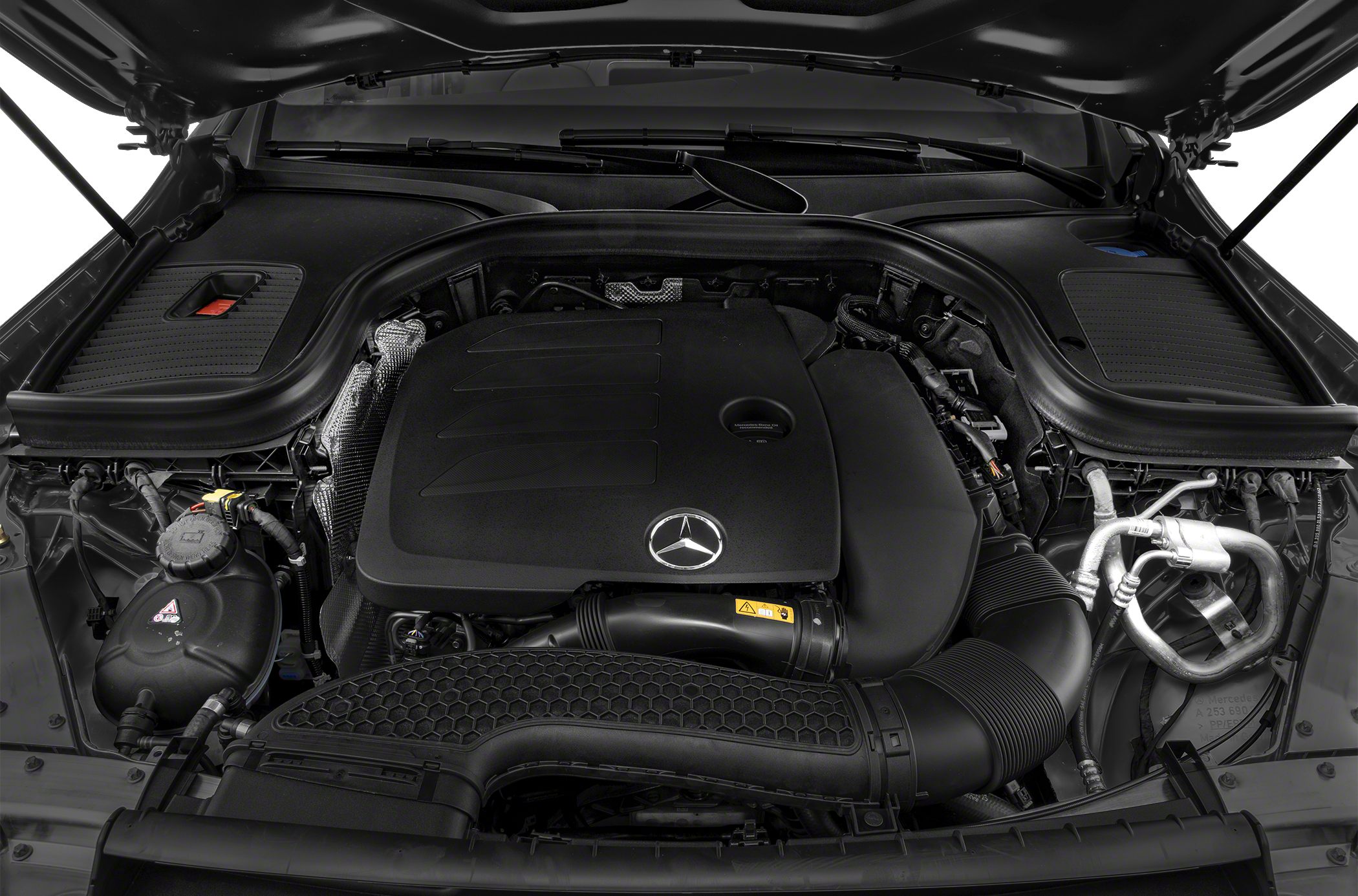 Engine compartment with engine cover and air intake system