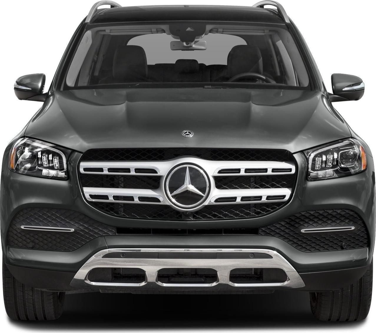 Front grille and LED headlights of luxury SUV