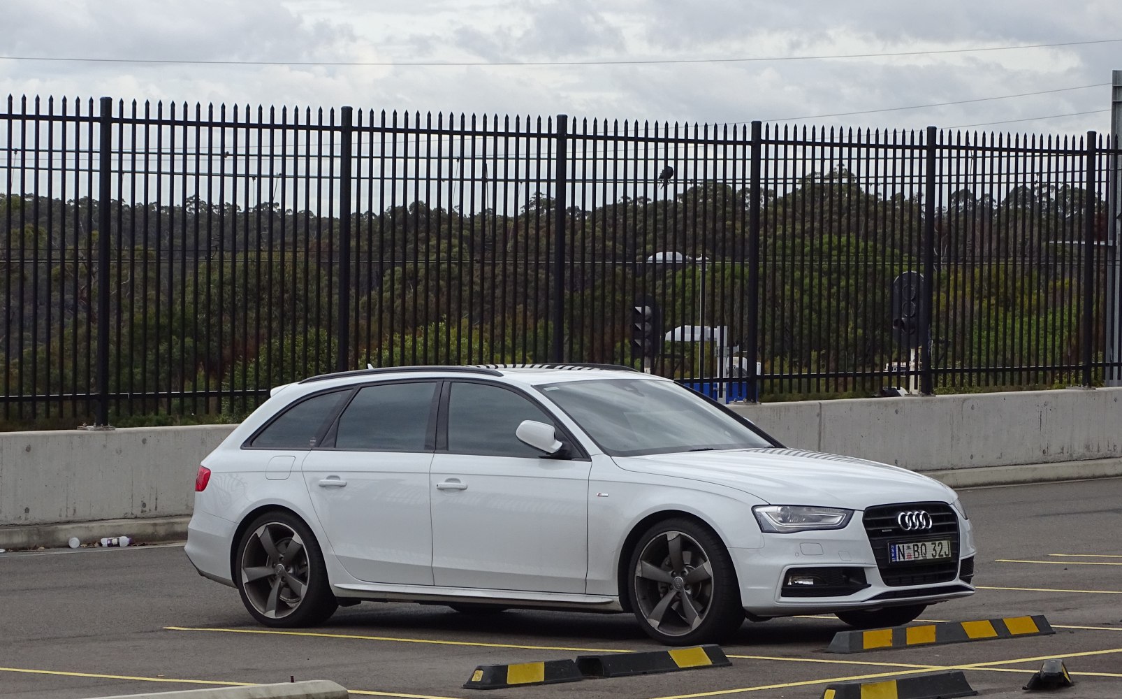 White station wagon with sporty alloy wheels
