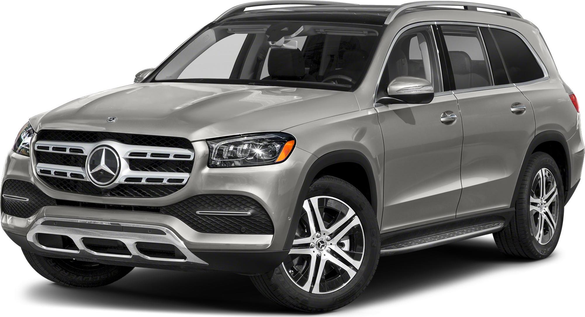 Front and side view of large SUV showcasing grille, headlights, and wheels