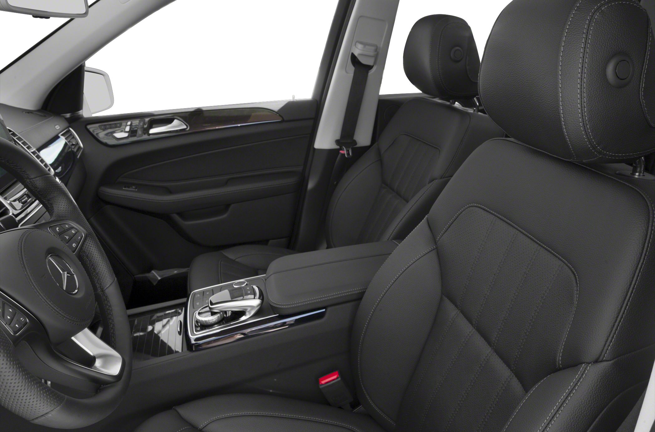 Luxury front interior with leather seats and dashboard controls