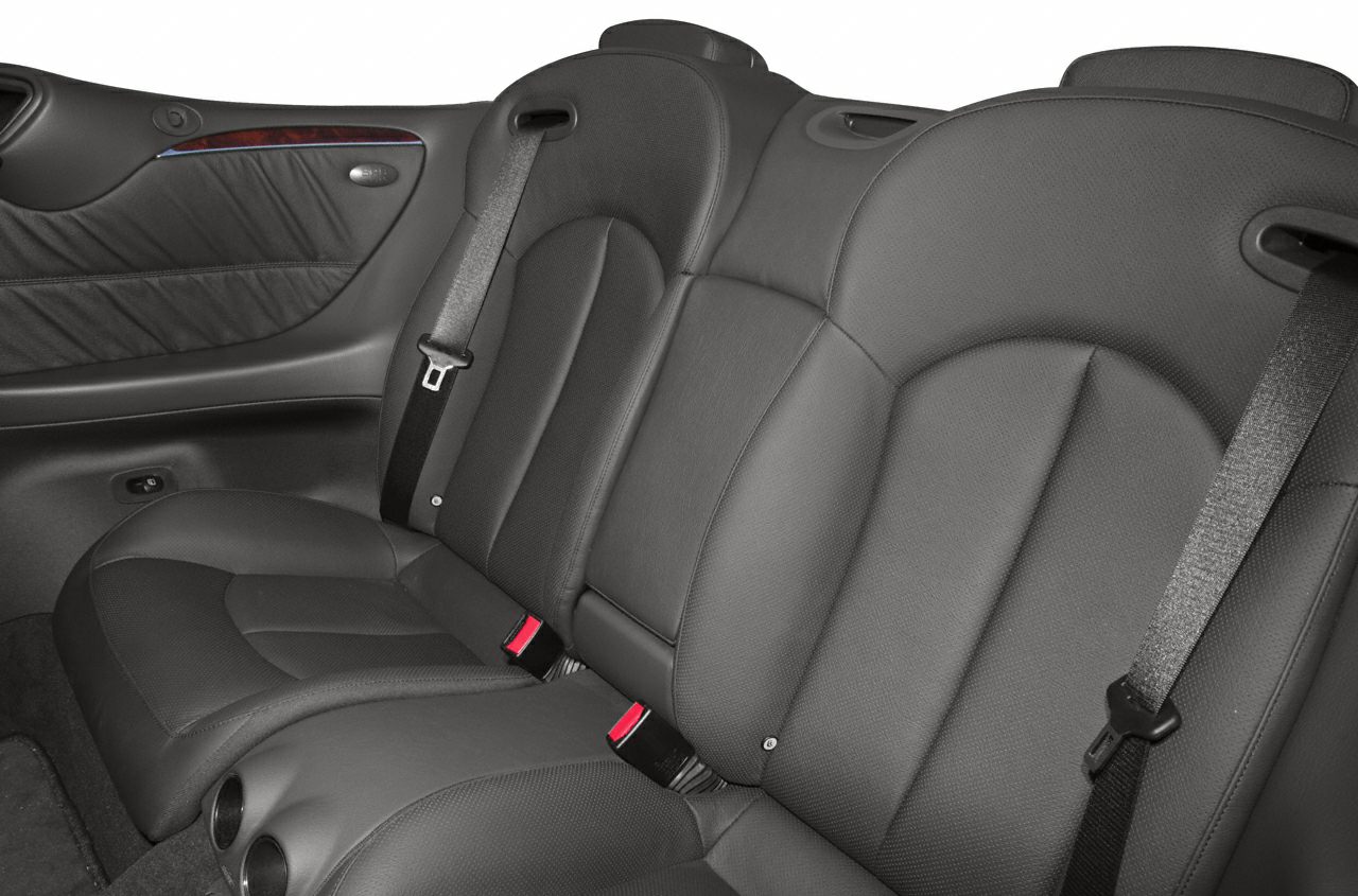 Rear seat leather upholstery and seat belts