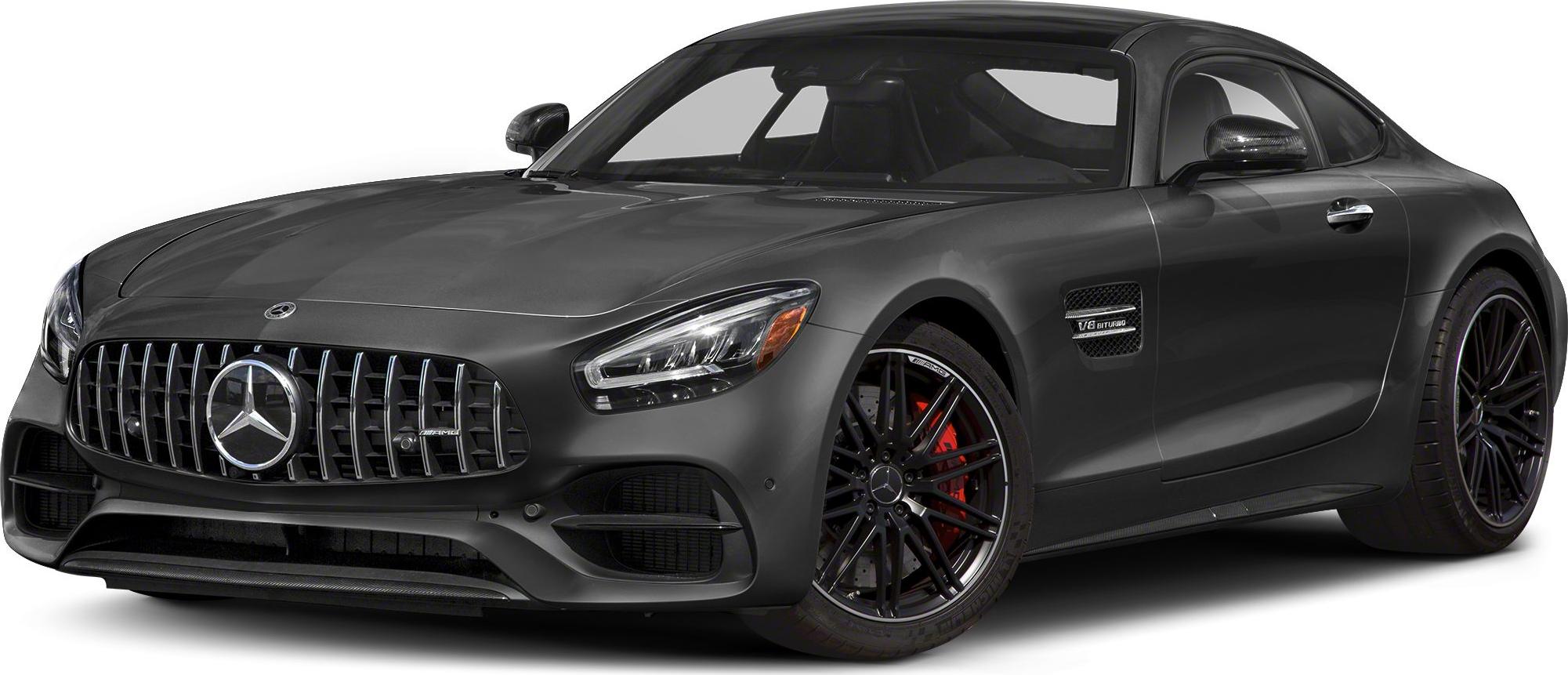 Front grille and LED headlights of a sleek black coupe