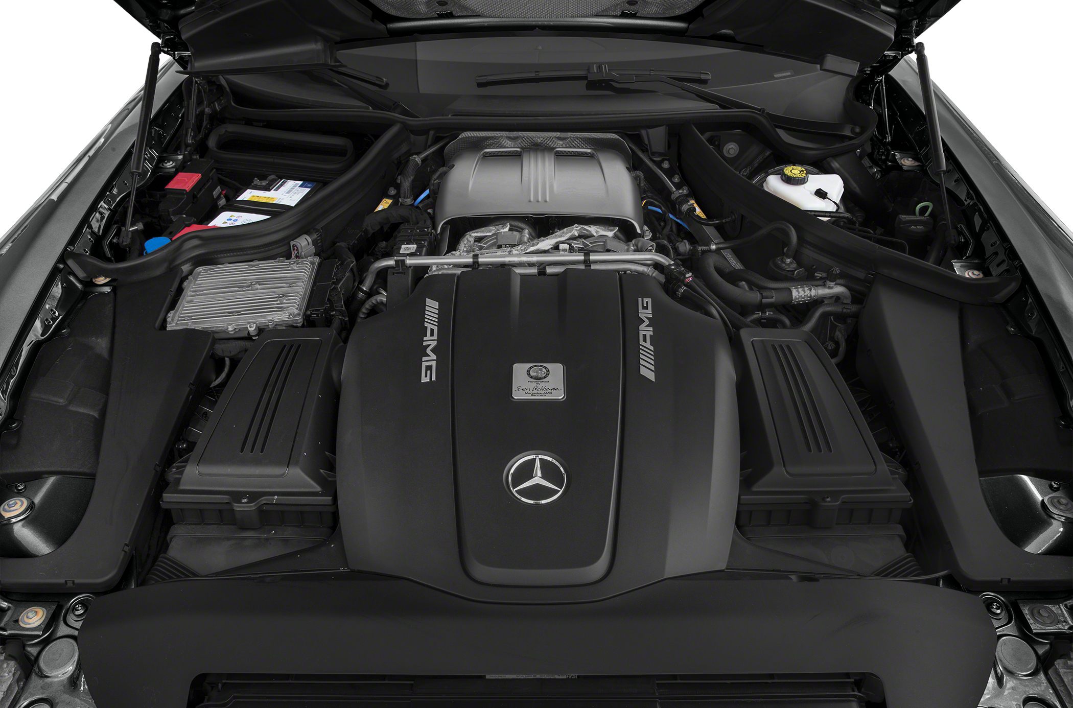 High-performance AMG engine bay with Mercedes badge