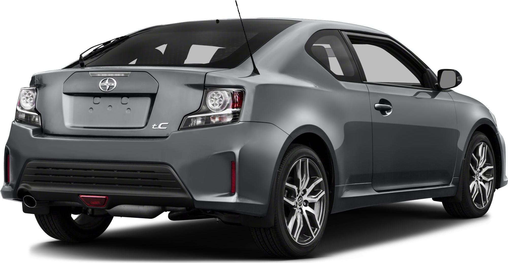 Rear view of compact coupe with LED taillights and sporty rear bumper