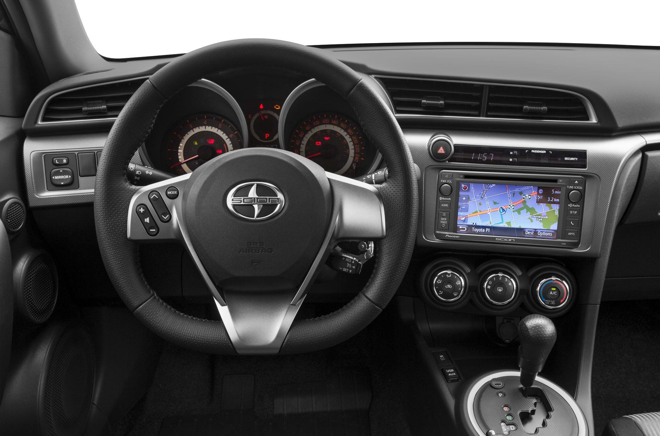 Steering wheel with integrated controls and touchscreen navigation system